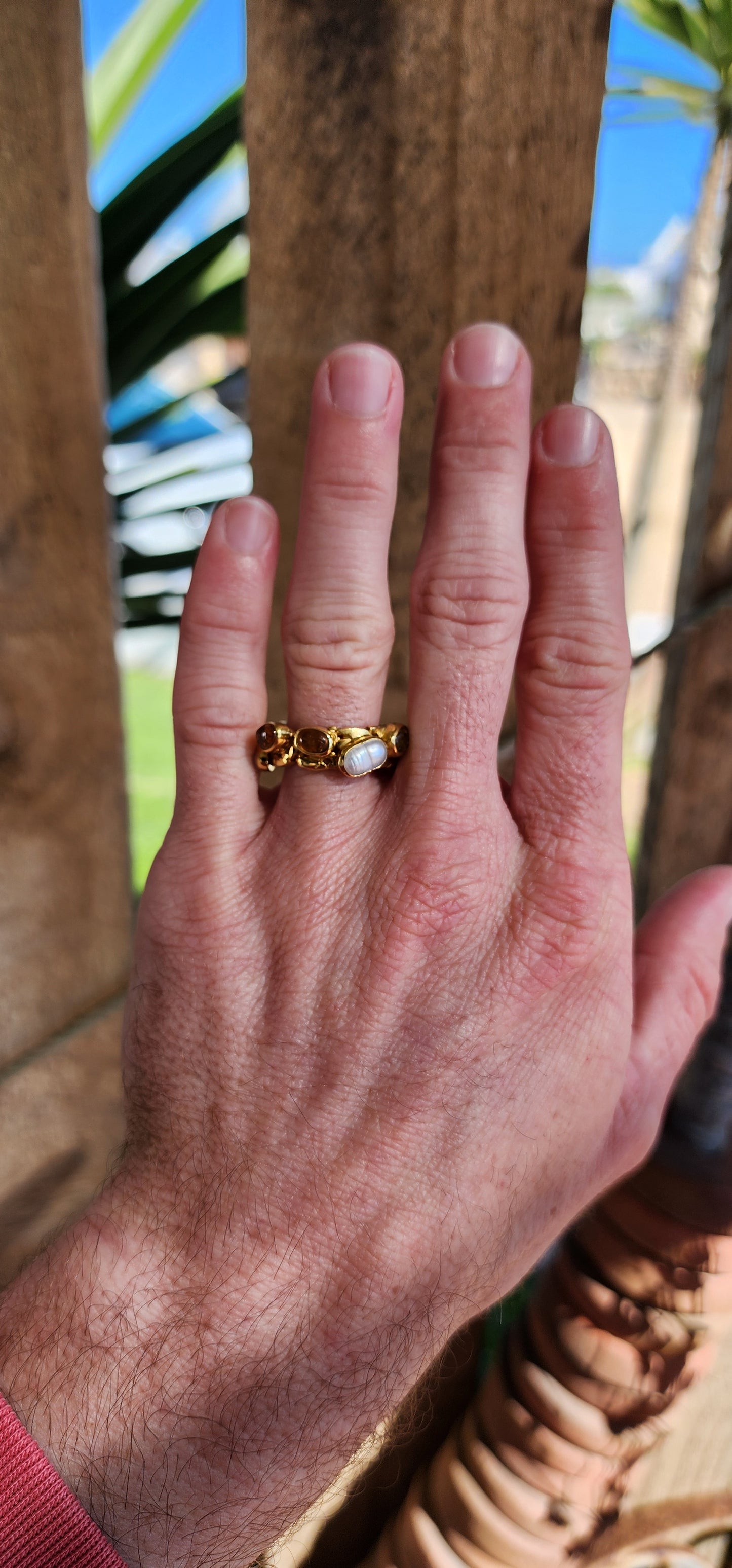 Artisan made Sterling Silver and 22ct Yellow Gold plated Full Eternity style ring in an Modernist/Brutalist Design.