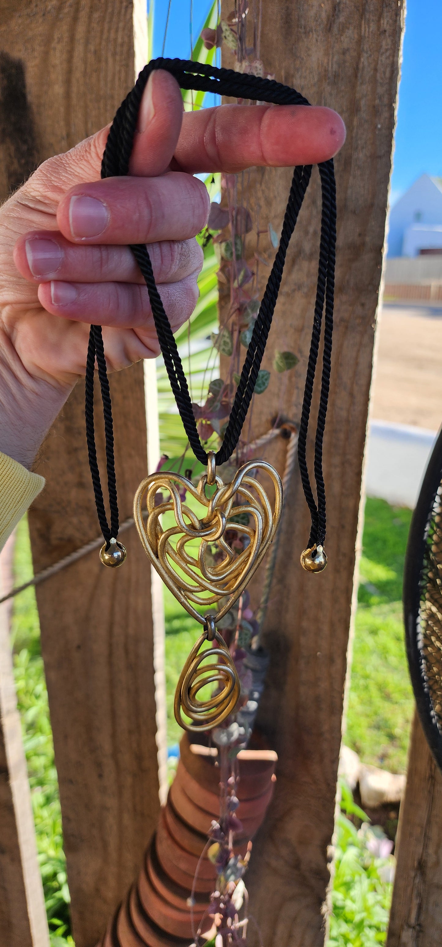 Massive wired spiral Heart "Fantasy" pendant/necklace designed by Balenciaga in the 1980’s.