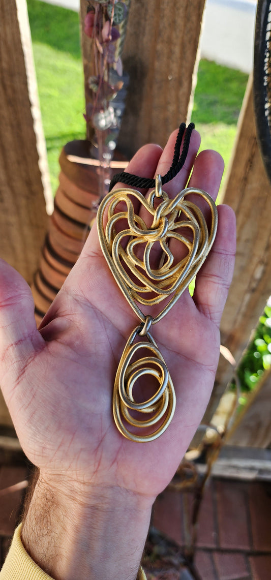 Massive wired spiral Heart "Fantasy" pendant/necklace designed by Balenciaga in the 1980’s.