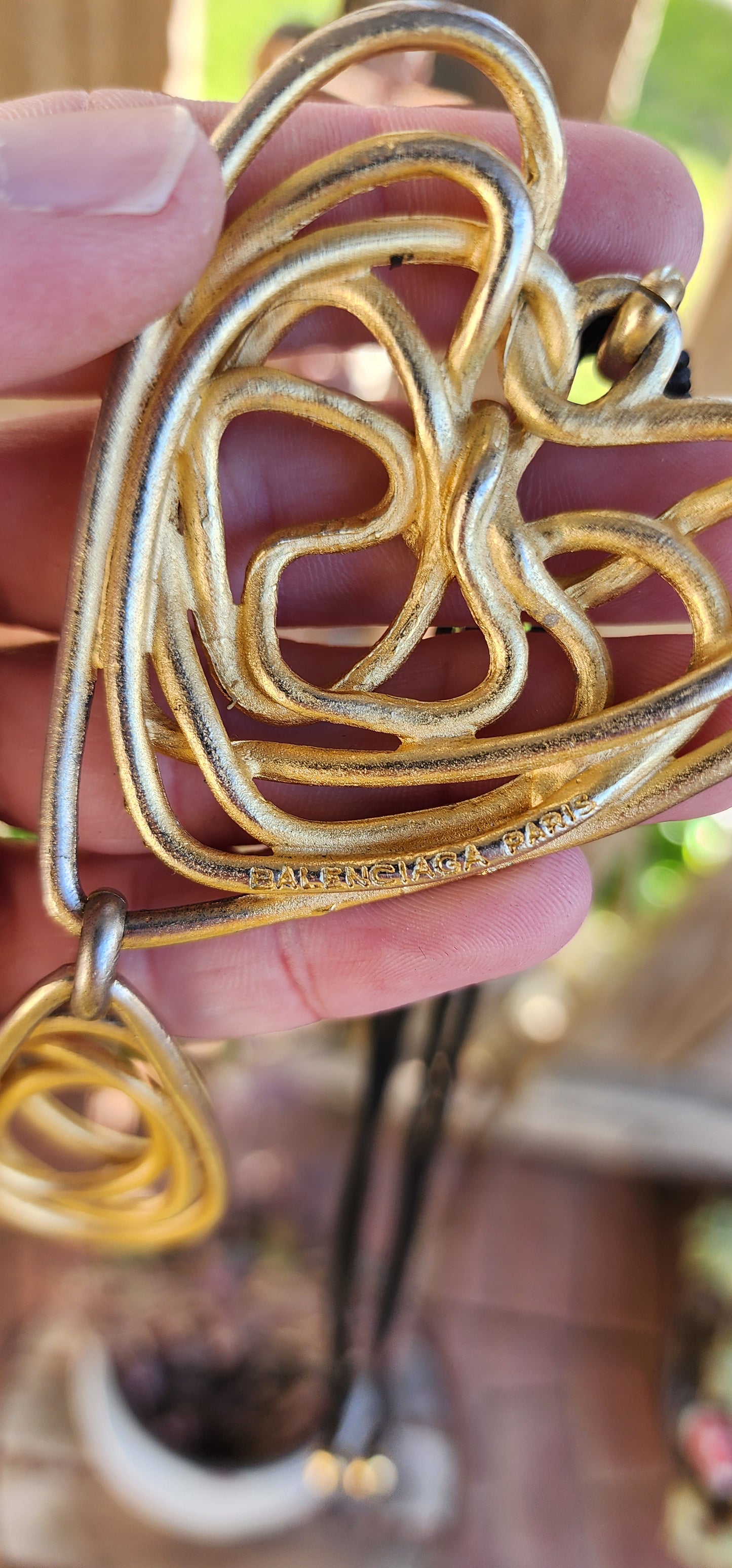 Massive wired spiral Heart "Fantasy" pendant/necklace designed by Balenciaga in the 1980’s.