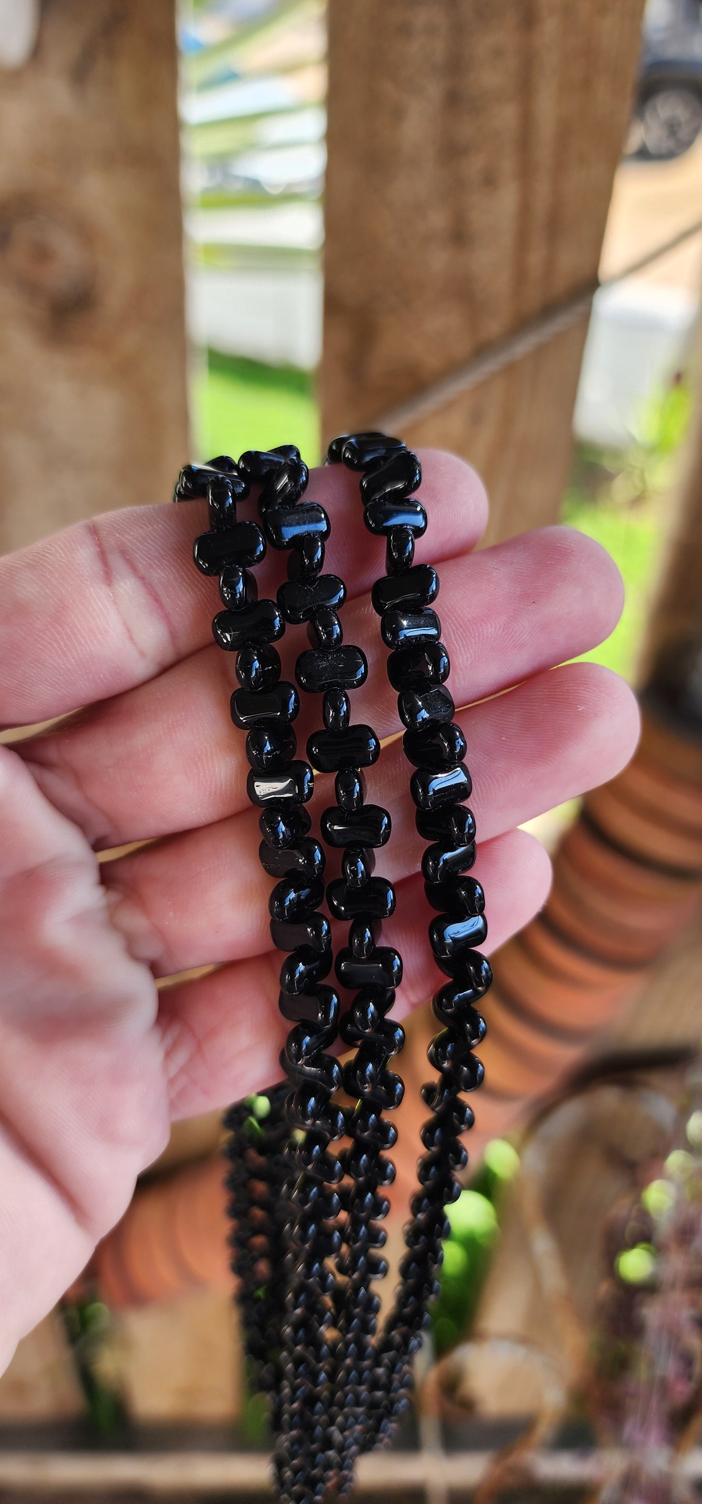 Spectacular 3 strand Brown/Black Tourmaline beaded necklace.