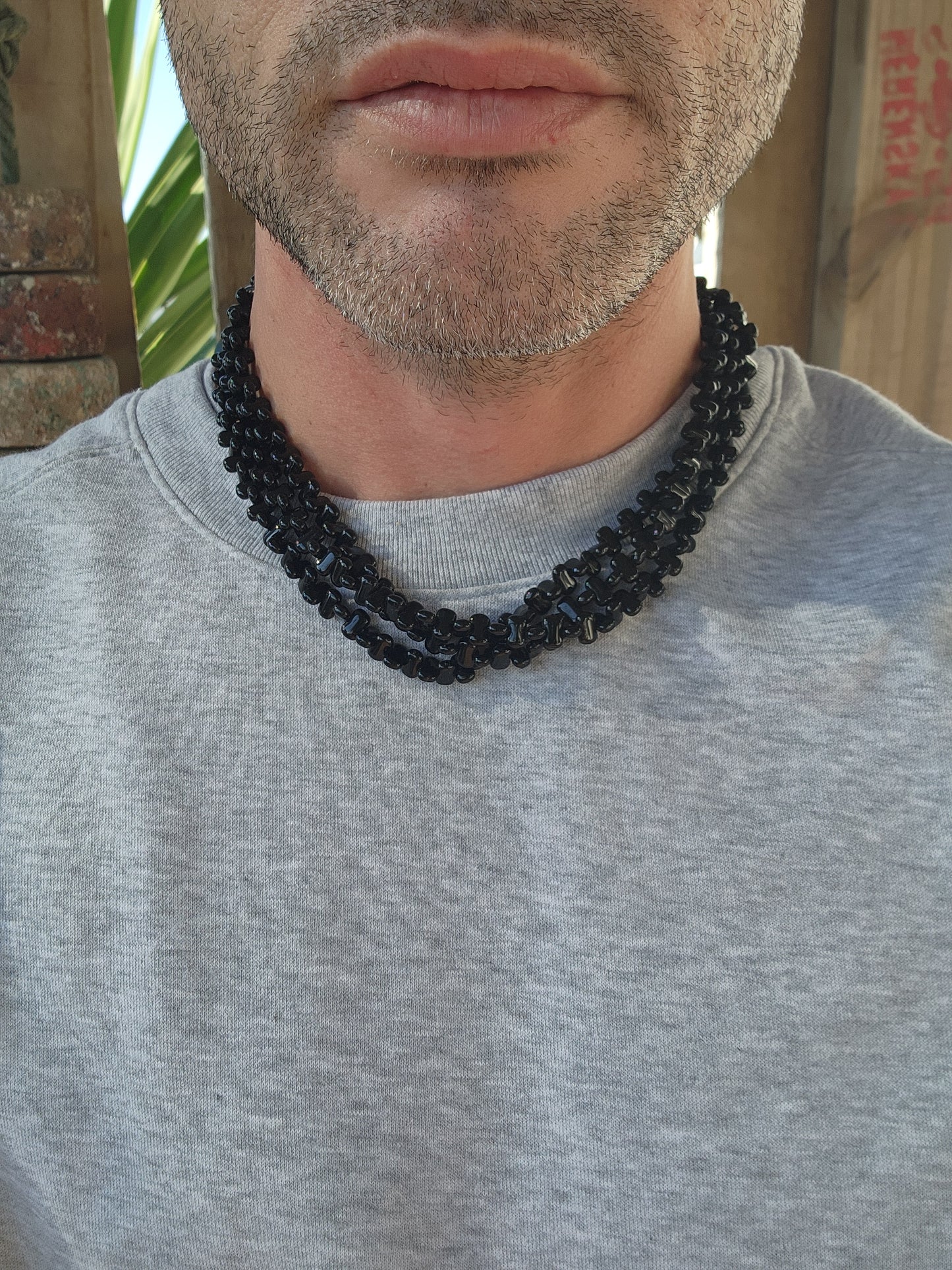 Spectacular 3 strand Brown/Black Tourmaline beaded necklace.