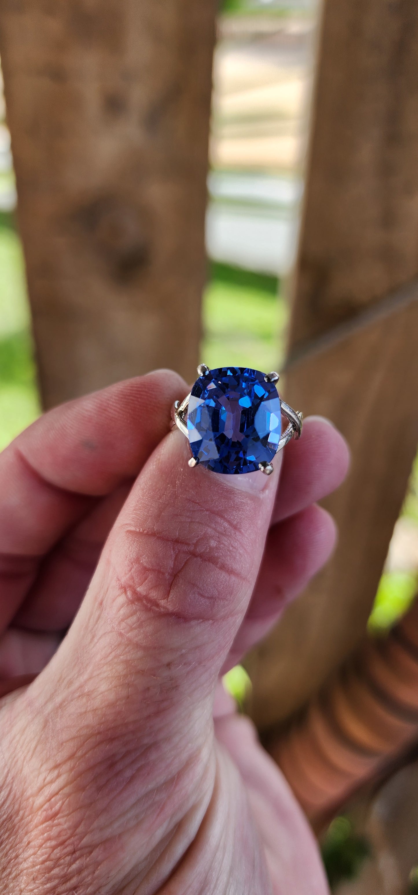 Beautiful Sterling Silver and generous in size Rectangular Cushion Cut Swiss Blue Topaz Gemstone cocktail/dress ring.