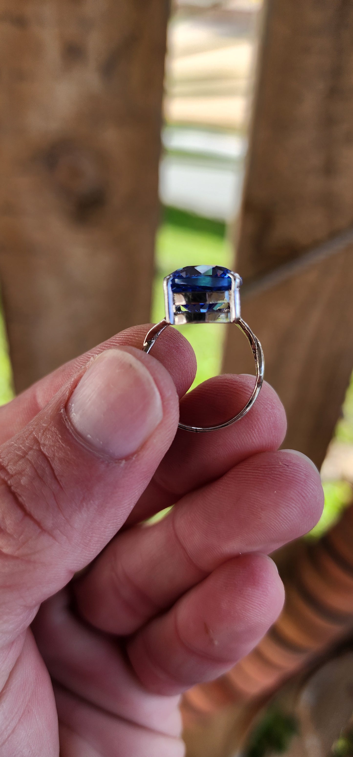 Beautiful Sterling Silver and generous in size Rectangular Cushion Cut Swiss Blue Topaz Gemstone cocktail/dress ring.