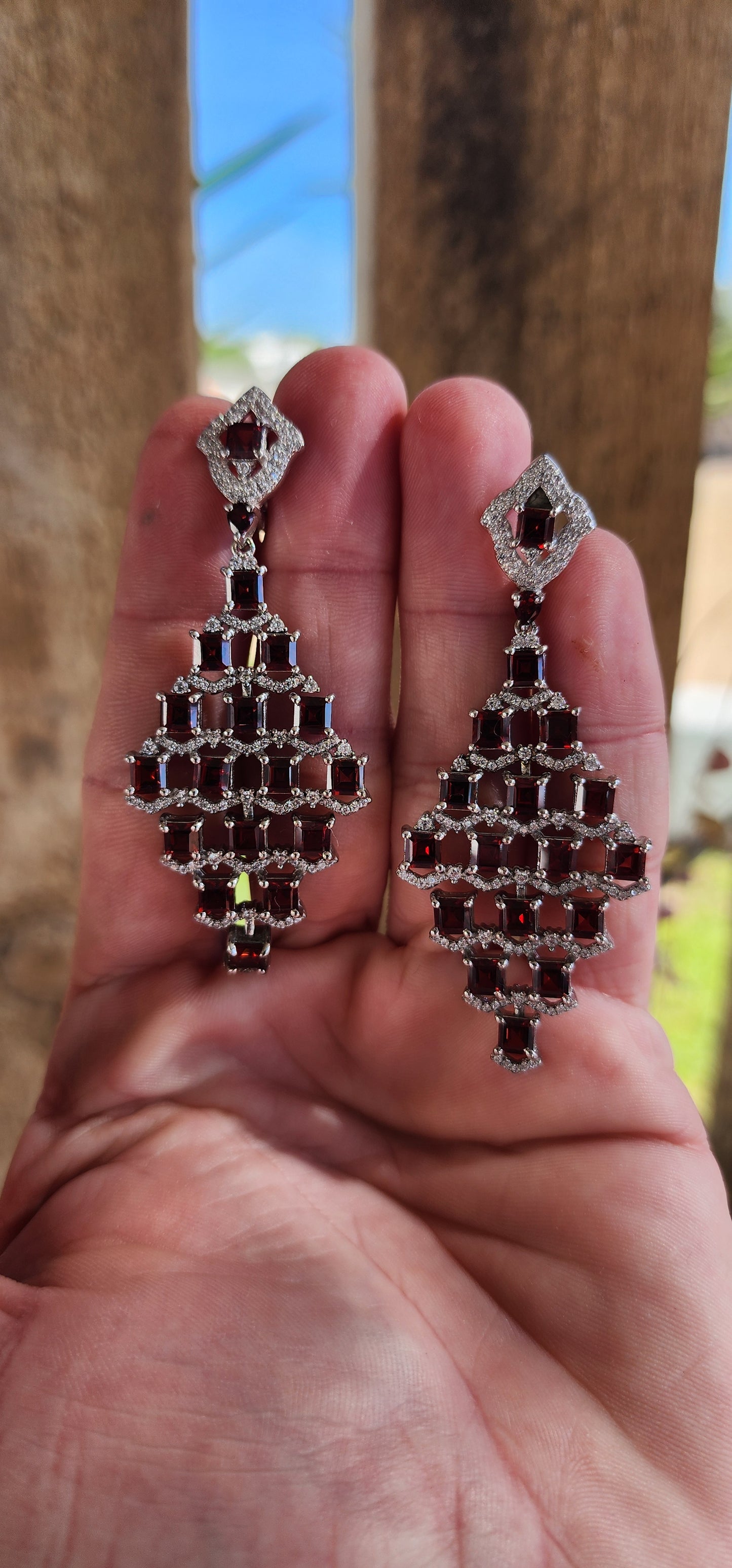 Marvelous and large pair of Statement Chandelier/drop push-in earrings.