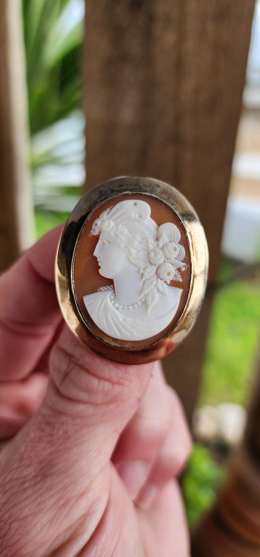 Magnificent Antique Victorian 9ct Rose Gold carved Cameo brooch.
The master carved Cameo depicting an extremely detailed carved left facing portait of the Greek goddess ,Psyche.