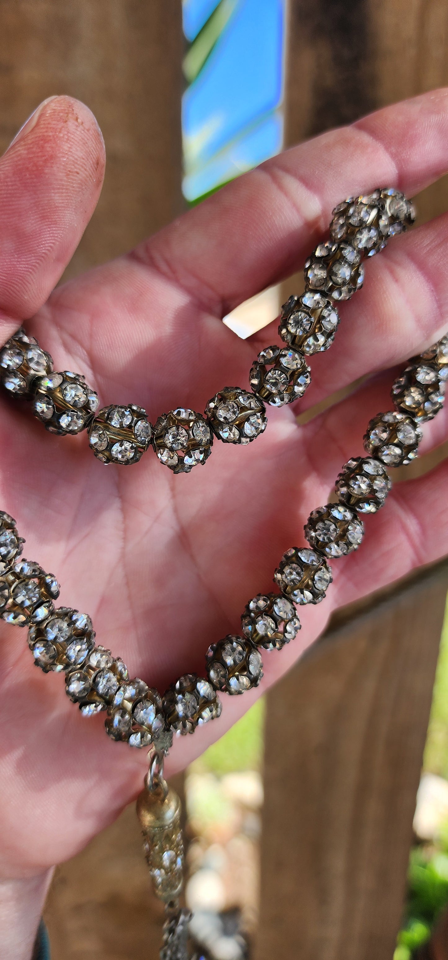 Vintage Silvertone Tasbih Prayer beads with sparkly Rhinestones.