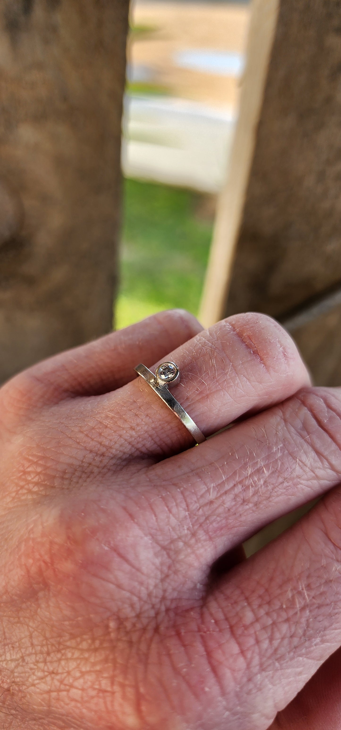 The perfect stacking companion ! 9ct White Gold Solitaire ring - bezel/tube set with a Natural sparkly Round Brilliant Diamond.