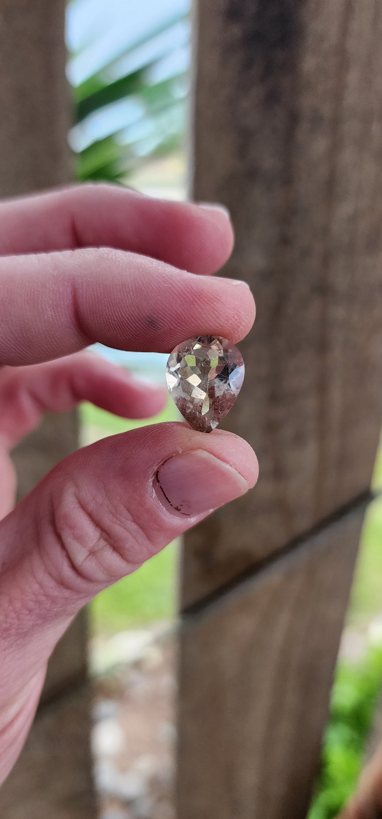 Natural 8ct Pear Cut Rutilated Brazilian White Quartz Gemstone.