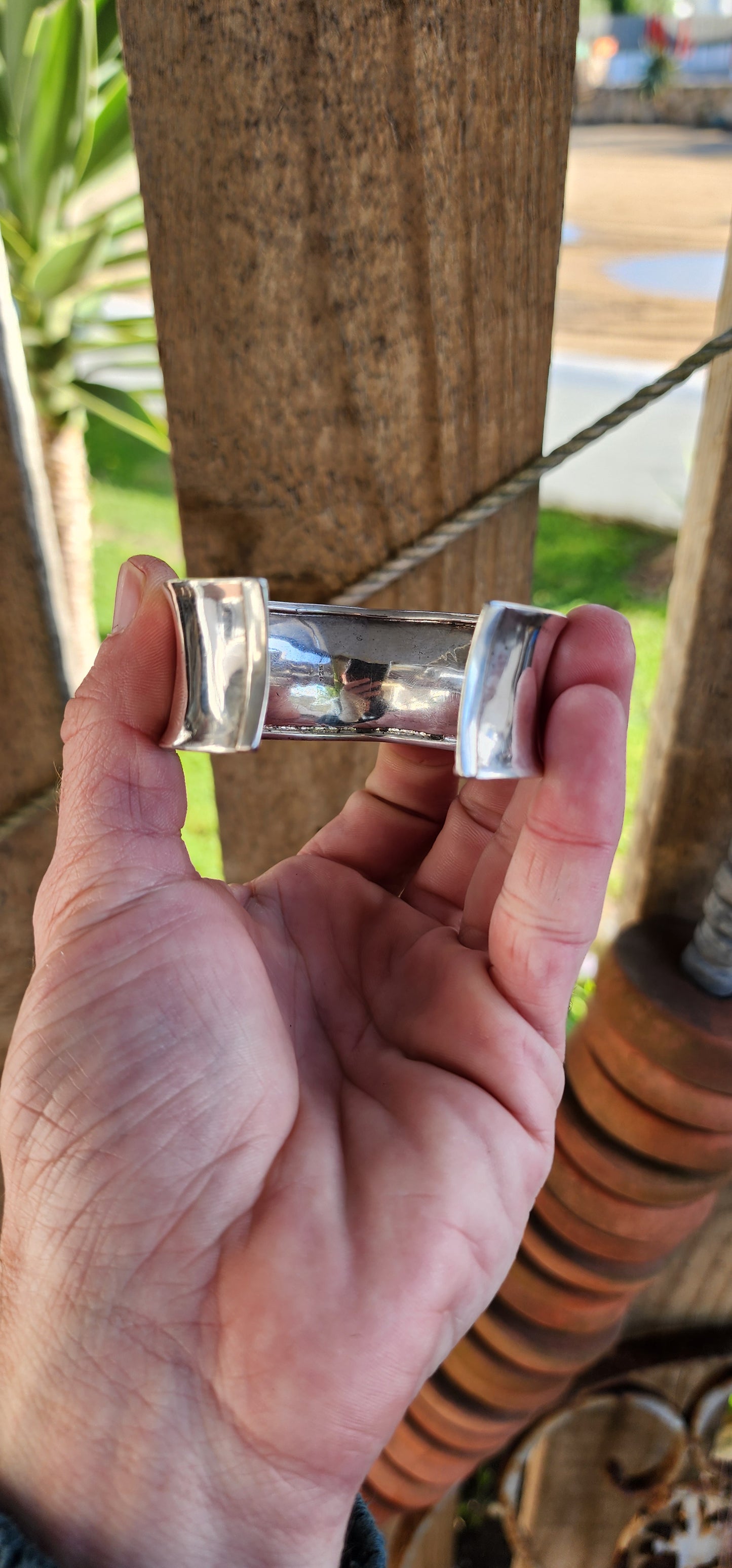 Chunky and stylish Sterling Silver open Cuff bangle.