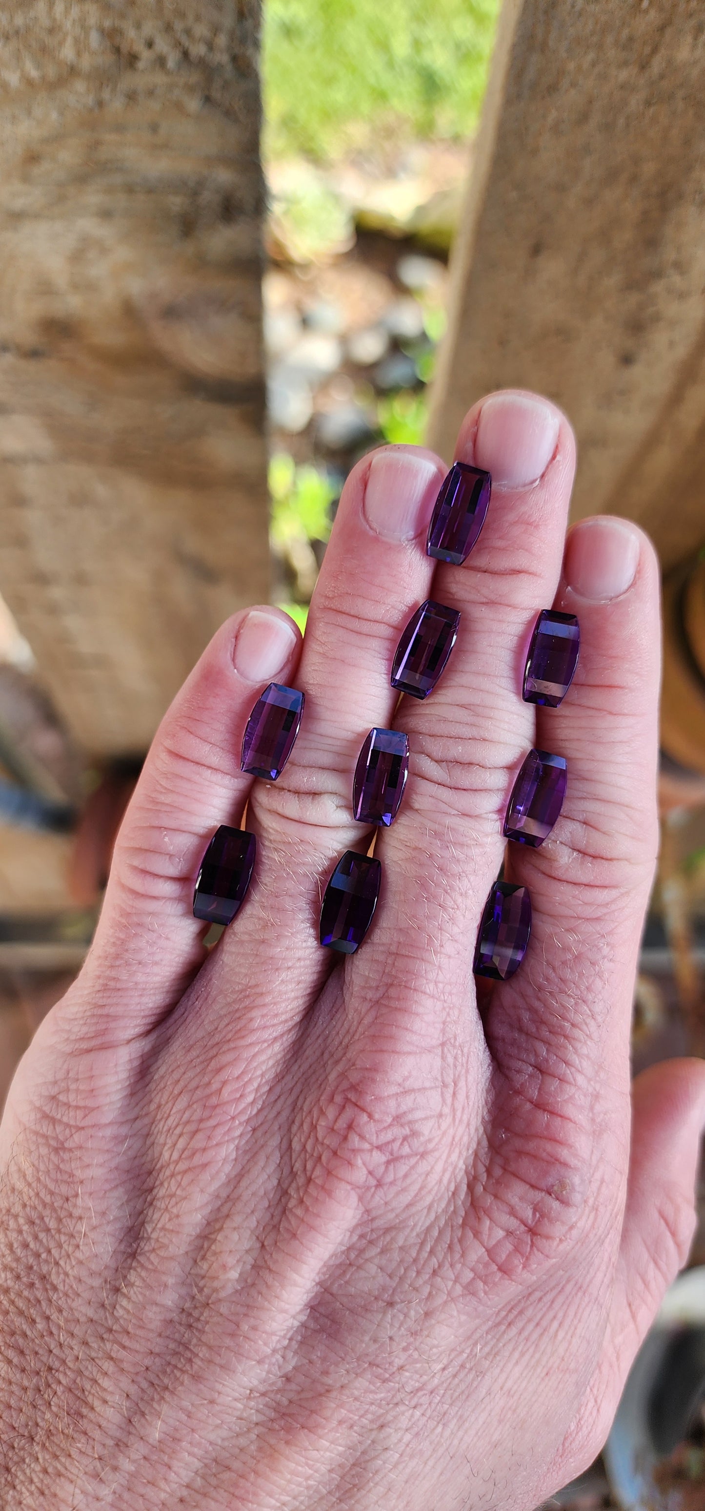 Natural matching lot of Fancy Rectangular domed Cut Purple Amethyst Gemstones.