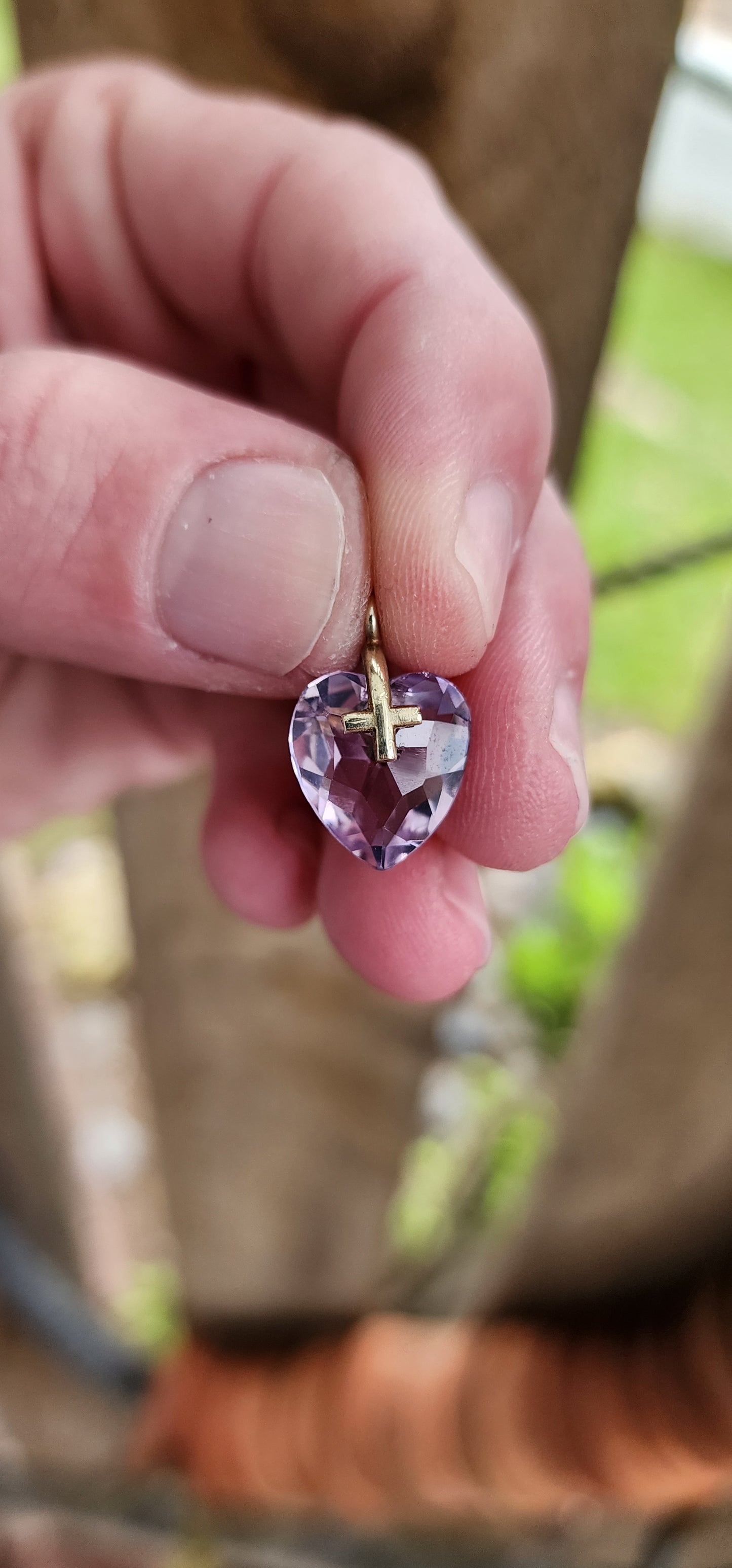 Victorian Sterling Silver with Gold gilt and Amethyst Holy Trinity Triad Cross-Anchor-Heart pendant/charm (Faith , Hope and Love).