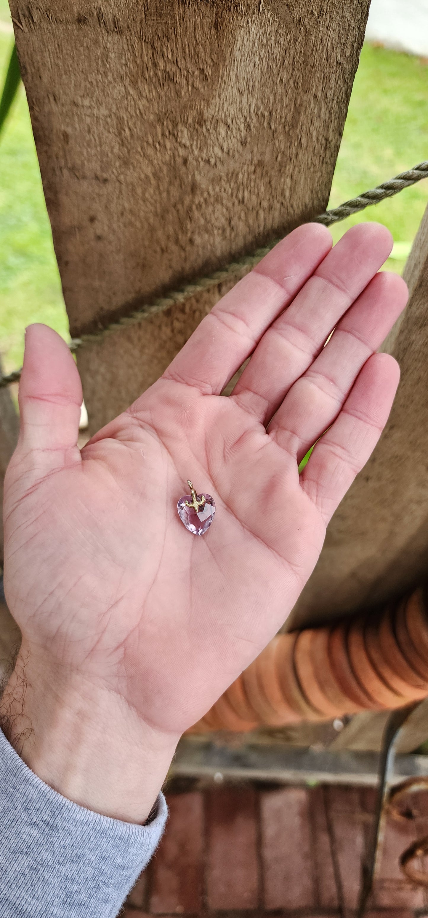 Victorian Sterling Silver with Gold gilt and Amethyst Holy Trinity Triad Cross-Anchor-Heart pendant/charm (Faith , Hope and Love).