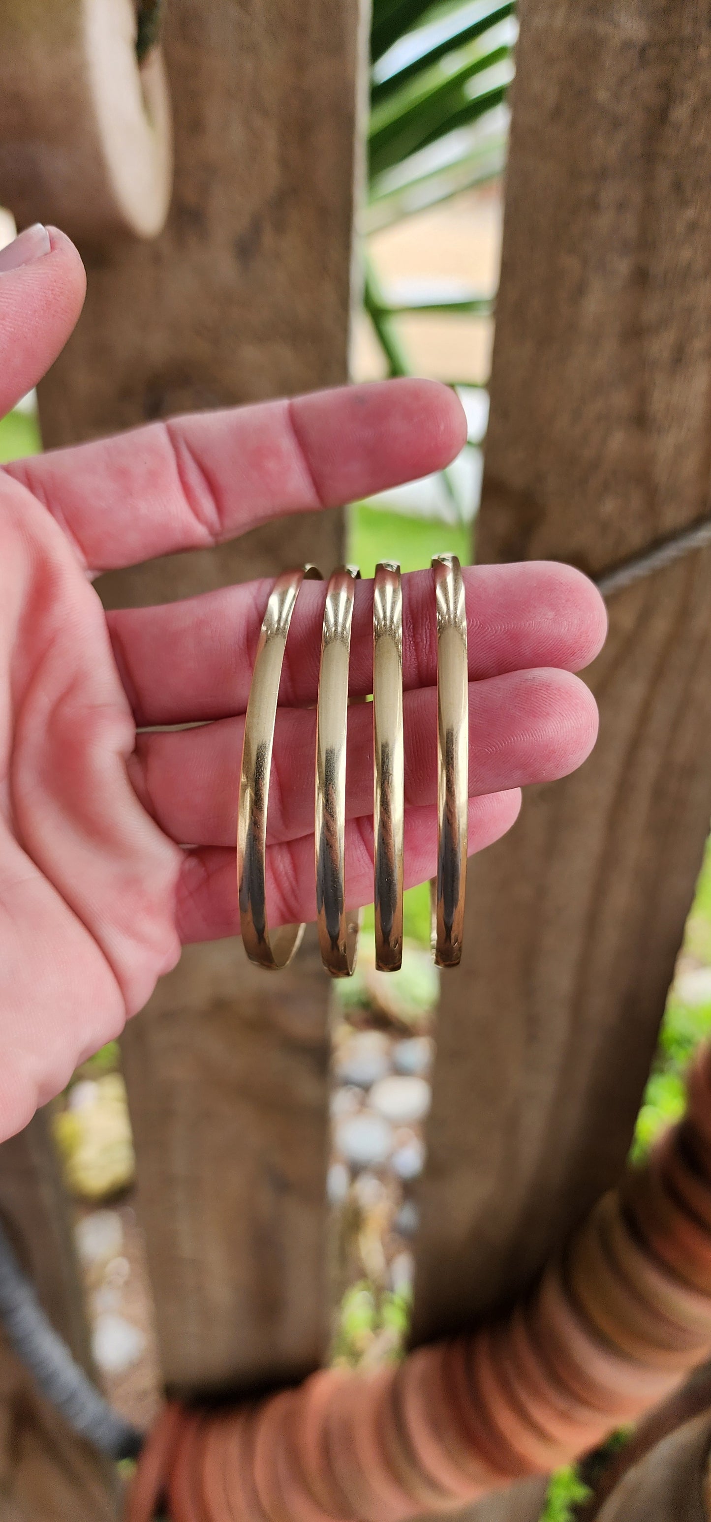 Solid 9ct Yellow Gold D-shaped bangles.