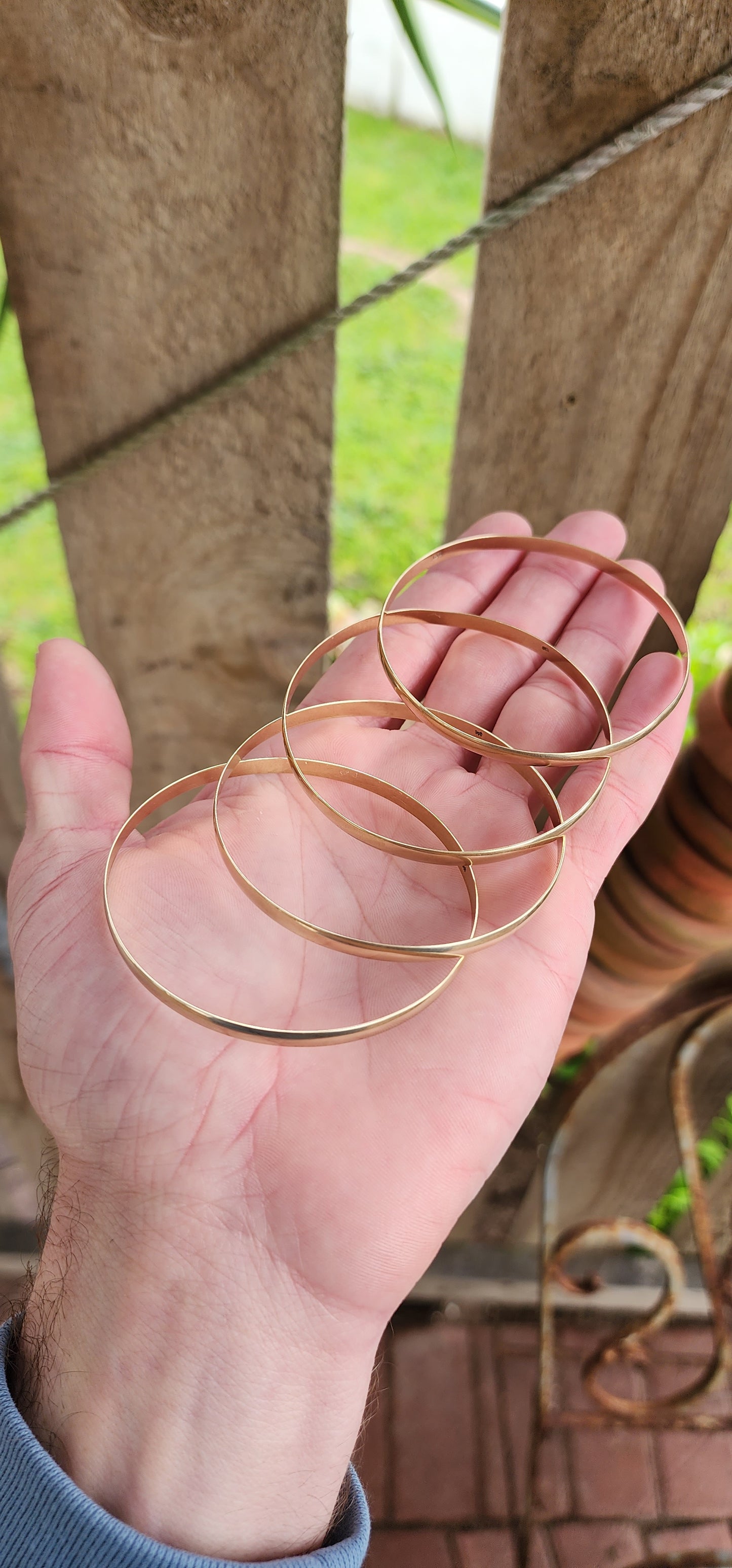 Solid 9ct Yellow Gold D-shaped bangles.