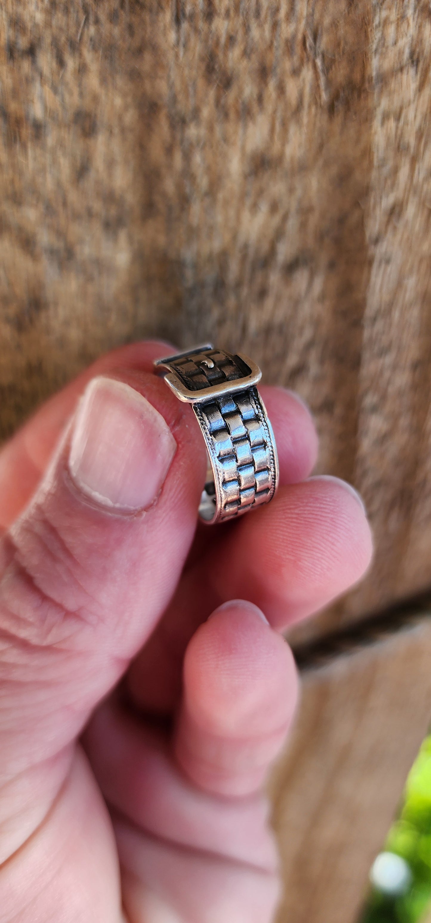 Rare Antique Victorian Hallmakred Sterling Silver novely buckle ring.