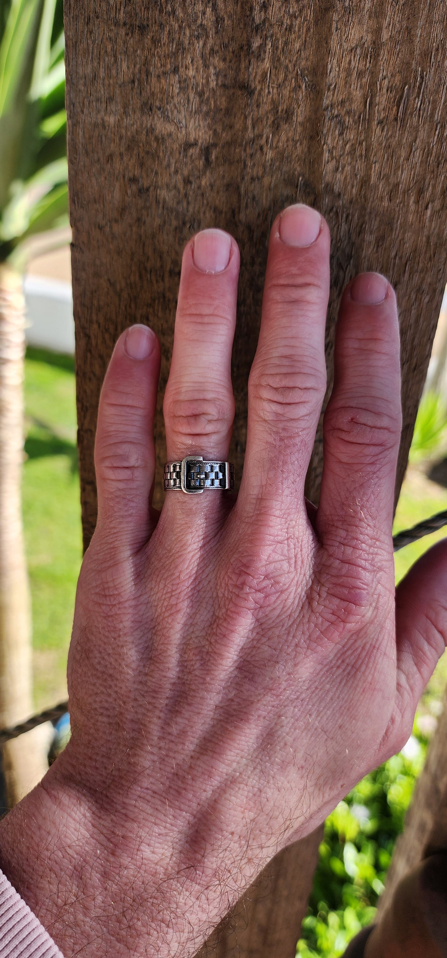 Rare Antique Victorian Hallmakred Sterling Silver novely buckle ring.