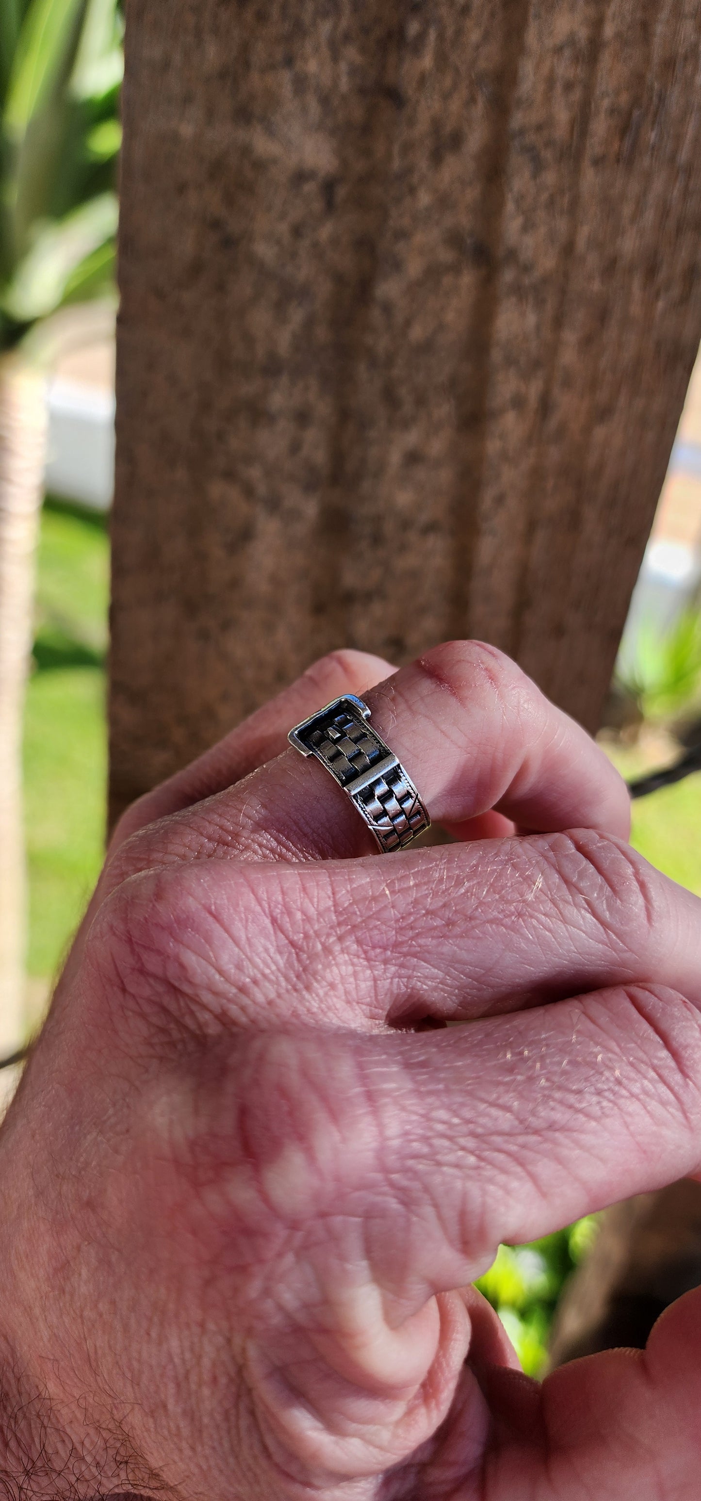 Rare Antique Victorian Hallmakred Sterling Silver novely buckle ring.