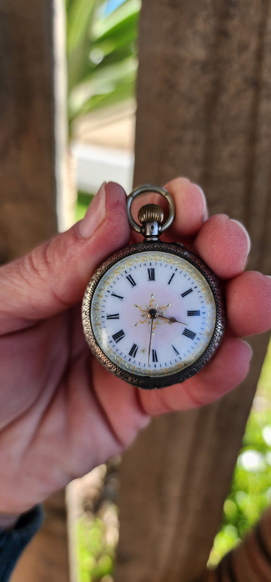 Exquisite Antique Victorian Swiss made Hallmarked Silver ladies wind-up fob pocket watch.Circa 1890