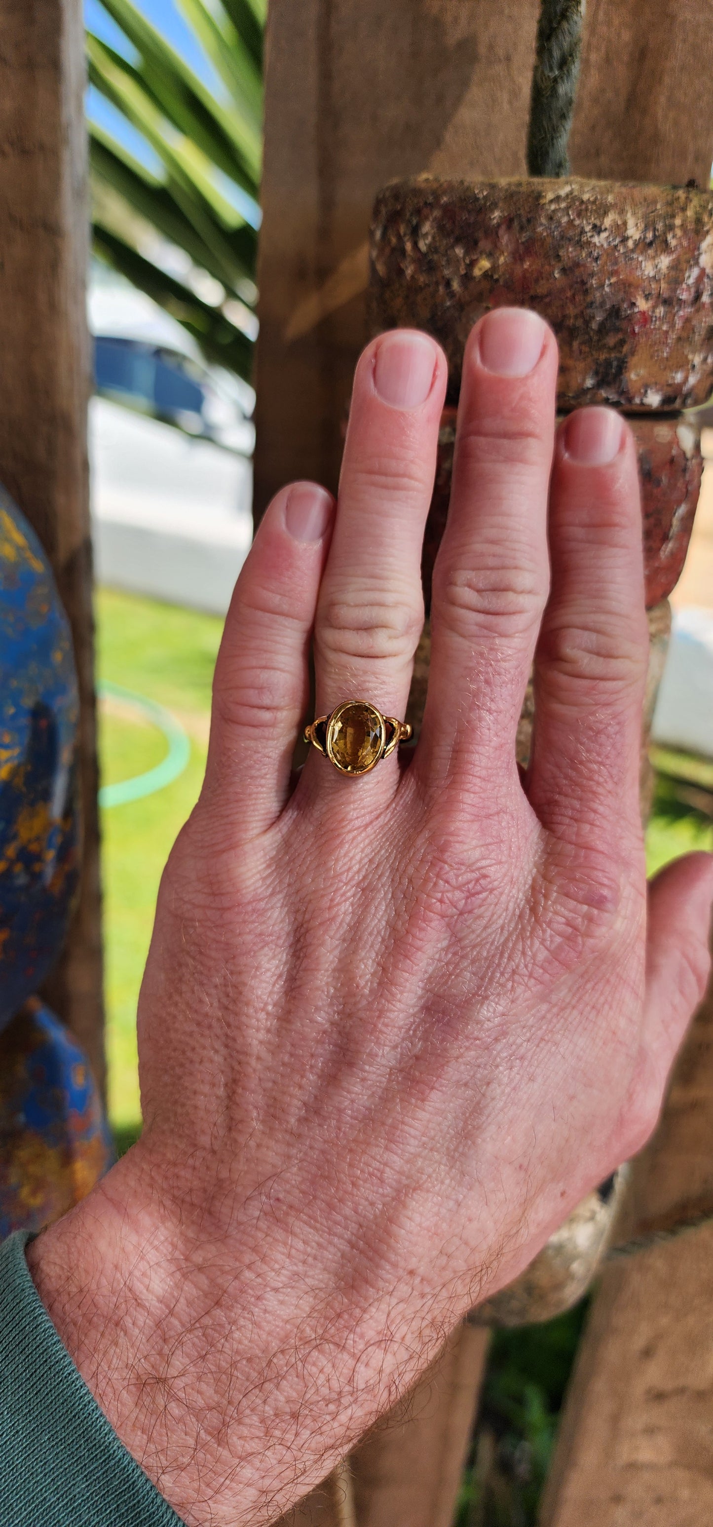 How stunning is this modern Sterling Silver Claddagh style ring ?! The centre bezel/tube set with a generous in size Oval cut Citrine Gemstone, the bezel being Sterling Silver with 18ct Yellow Gold plating.