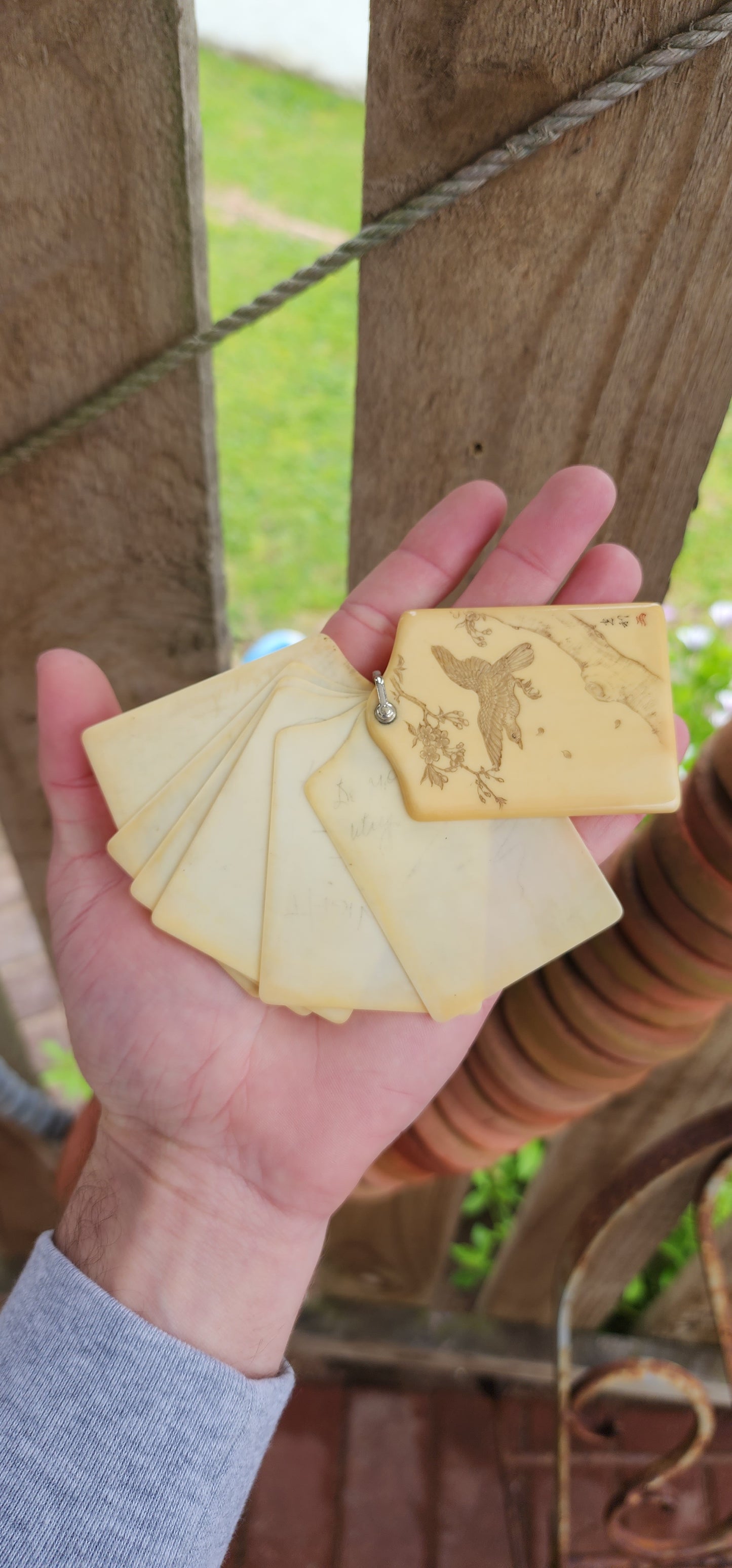 Antique Oriental themed pre-ban Ivory Aide Memoir Chatelaine booklet.