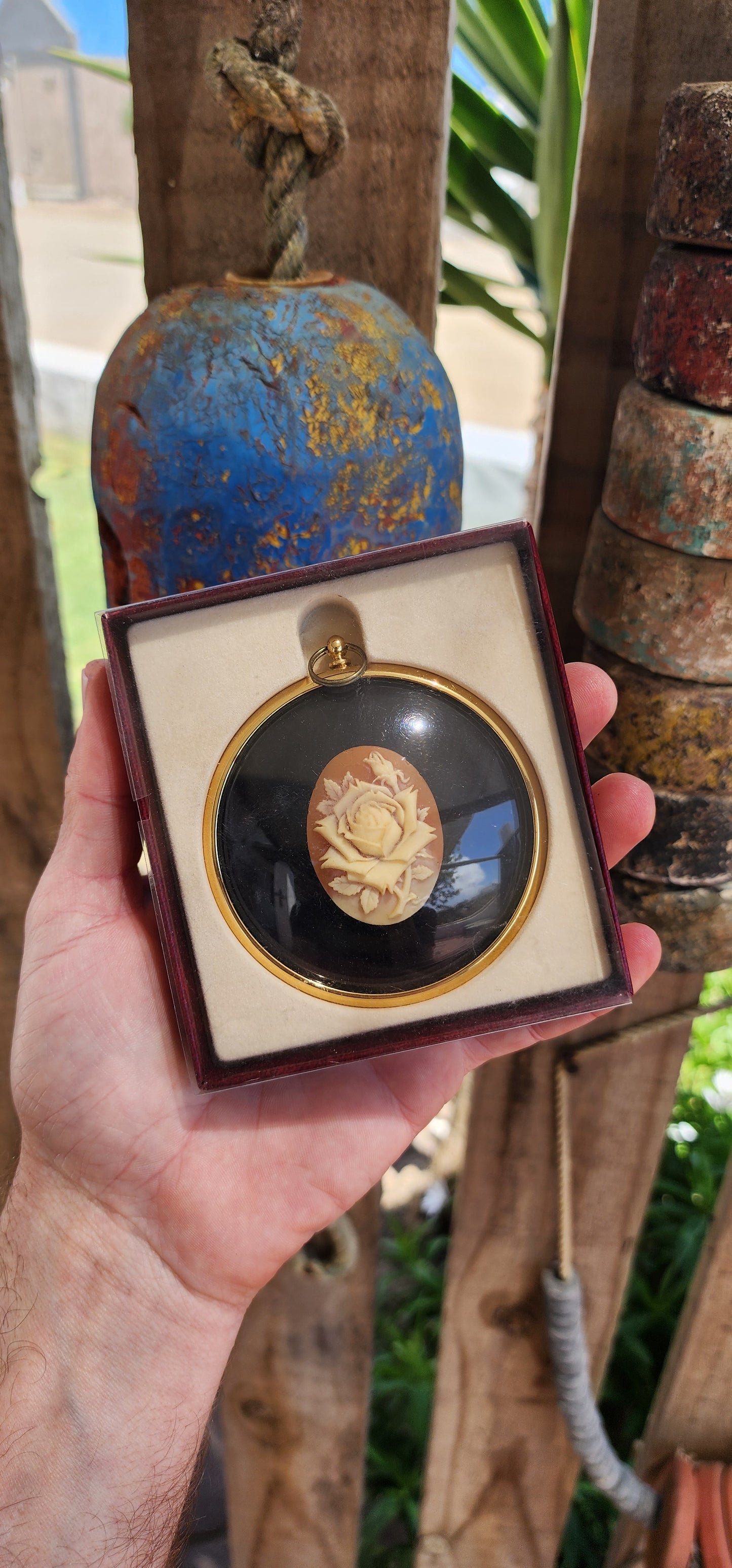 Vintage framed Single Rose Resin Cameo wall plaques from the miniature world of Peter Bates, produced in England around the 1990s.