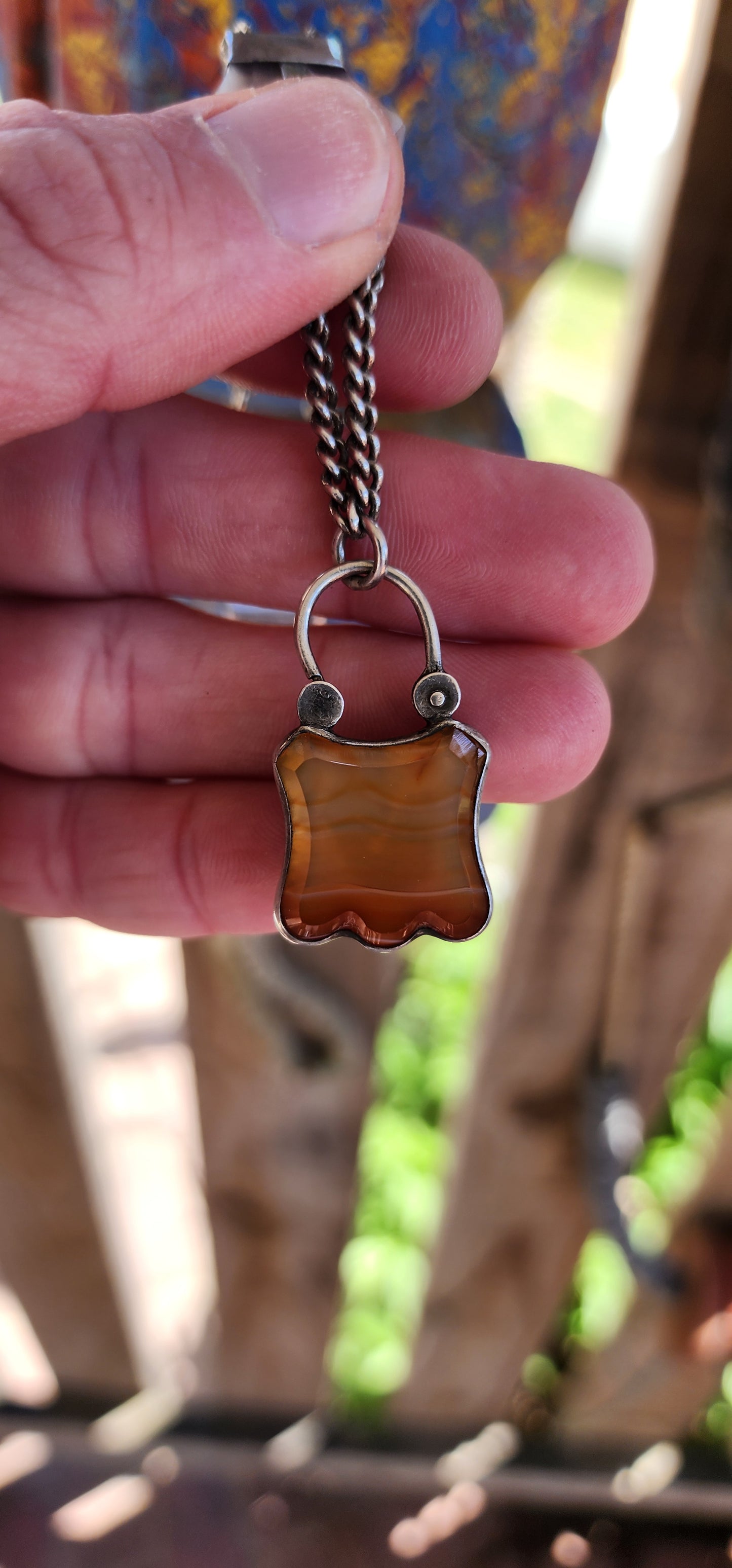 Antique Victorian Sterling Silver and Scottish Agate panel Bracelet with original Padlock clasp.