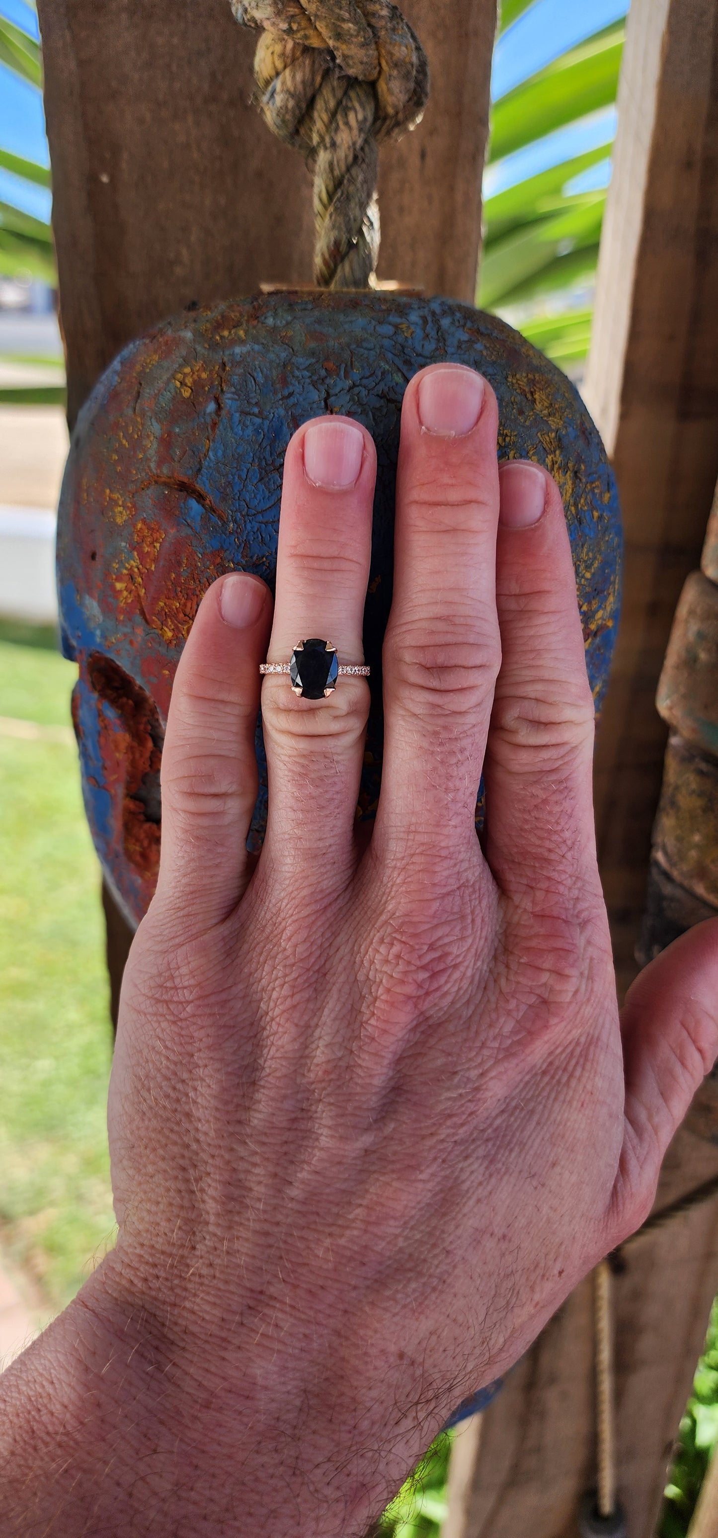 This ring is the ultimate combination of elegance and mystique! The shimmering sterling silver band, delicately plated with Rose Gold, cradles a stunning oval-cut Labradorite gemstone, known for its captivating, otherworldly flashes of color.