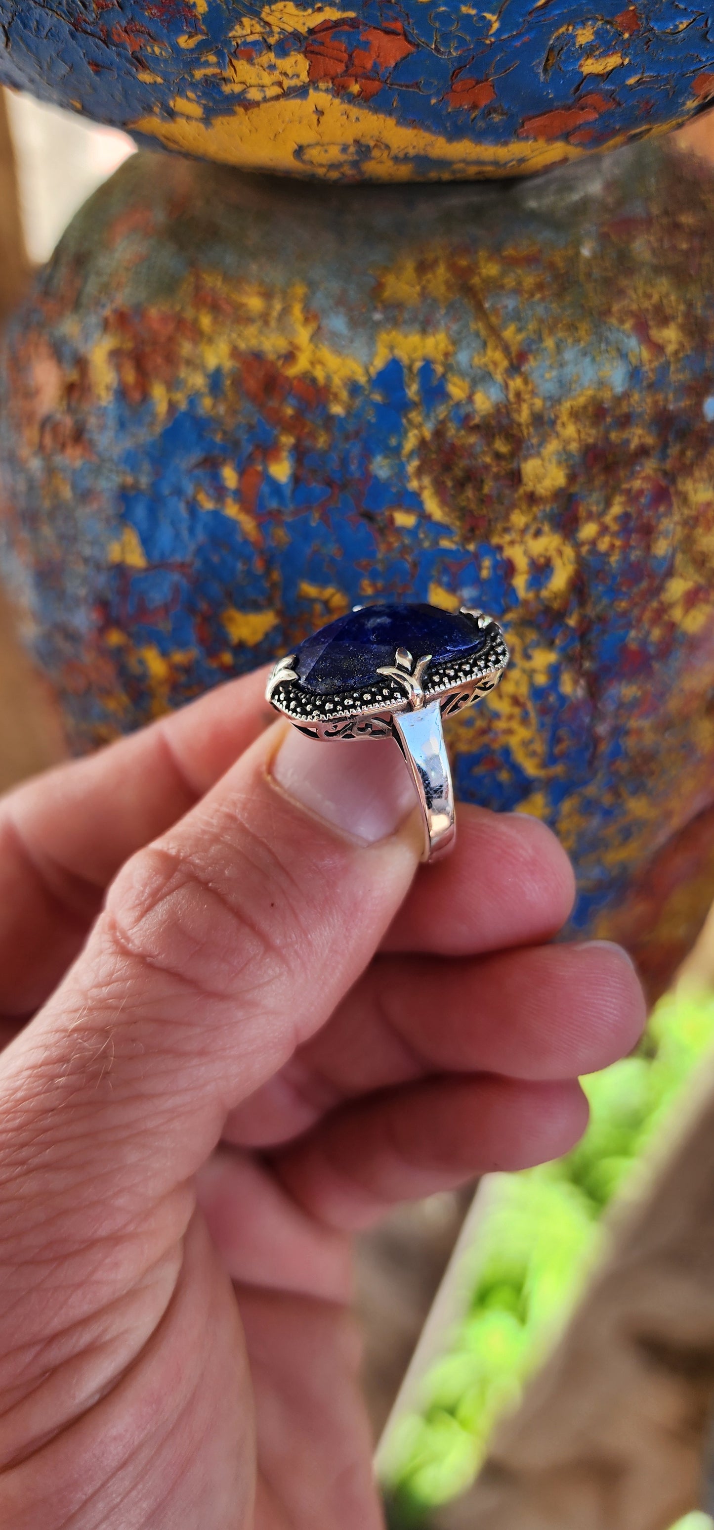 Marvelous Sterling Silver and Lapis Lazuli dress ring.