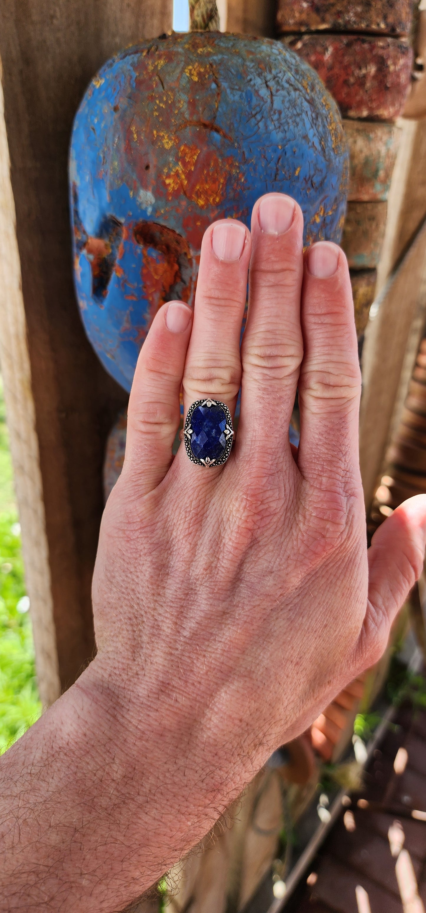 Marvelous Sterling Silver and Lapis Lazuli dress ring.