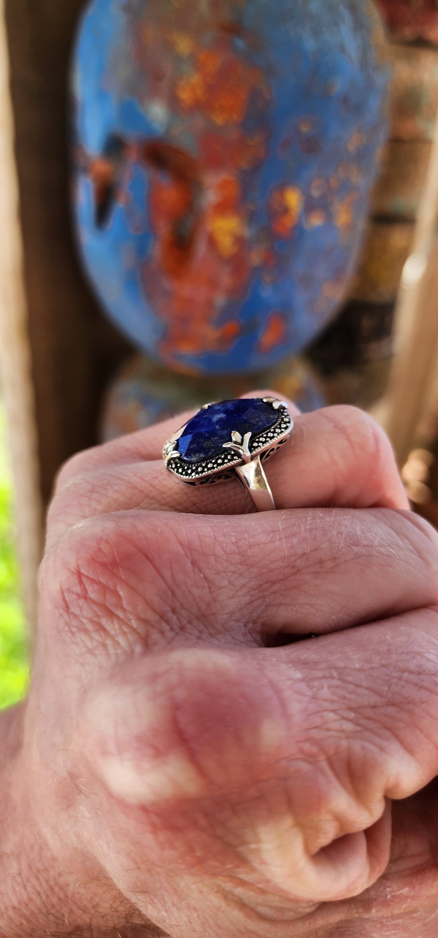 Marvelous Sterling Silver and Lapis Lazuli dress ring.