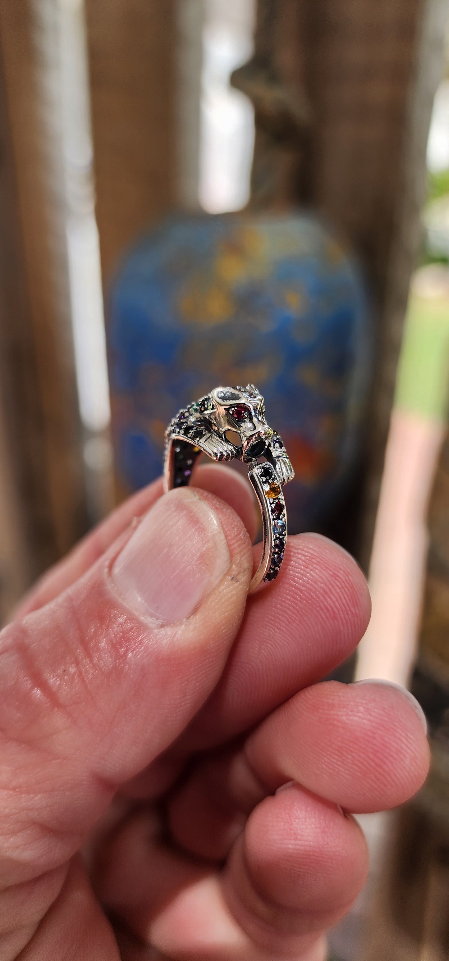 This majestic sterling silver ring is crafted in the likeness of a Panther, exuding an aura of elegance and ferocity.