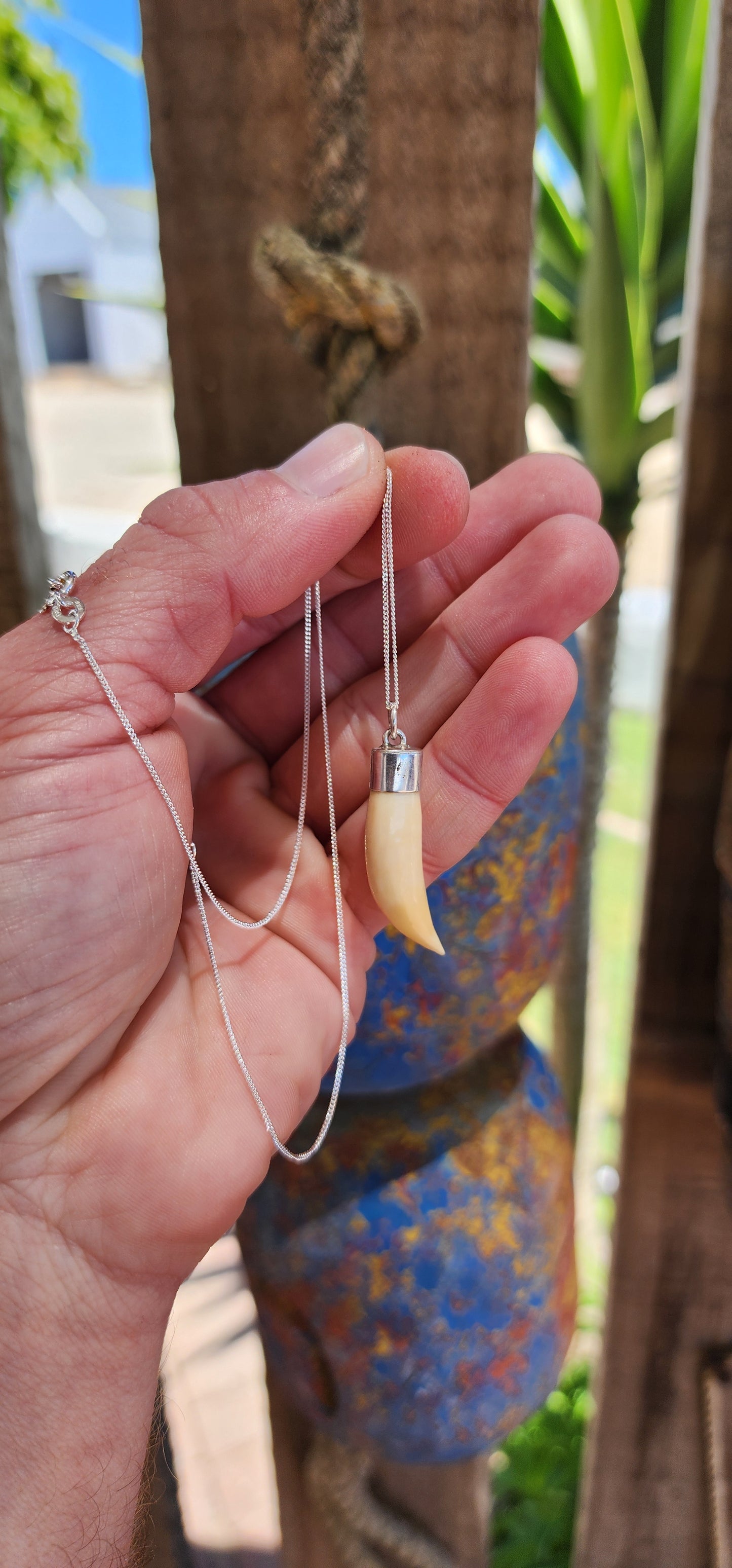 This pendant is a striking example of Victorian-era jewelry, featuring a lion's tooth capped with sterling silver. Such pieces hold profound historical and symbolic significance.