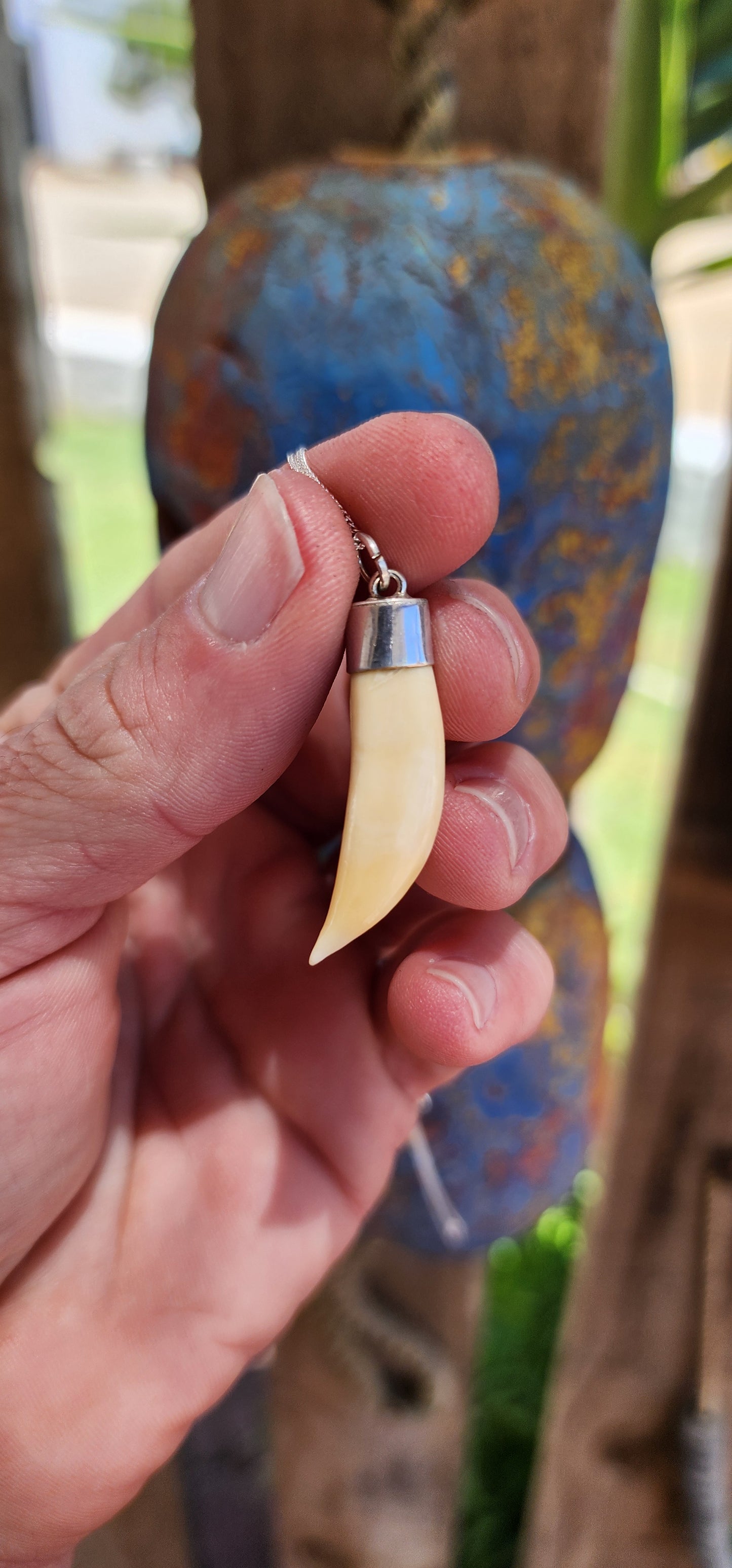 This pendant is a striking example of Victorian-era jewelry, featuring a lion's tooth capped with sterling silver. Such pieces hold profound historical and symbolic significance.