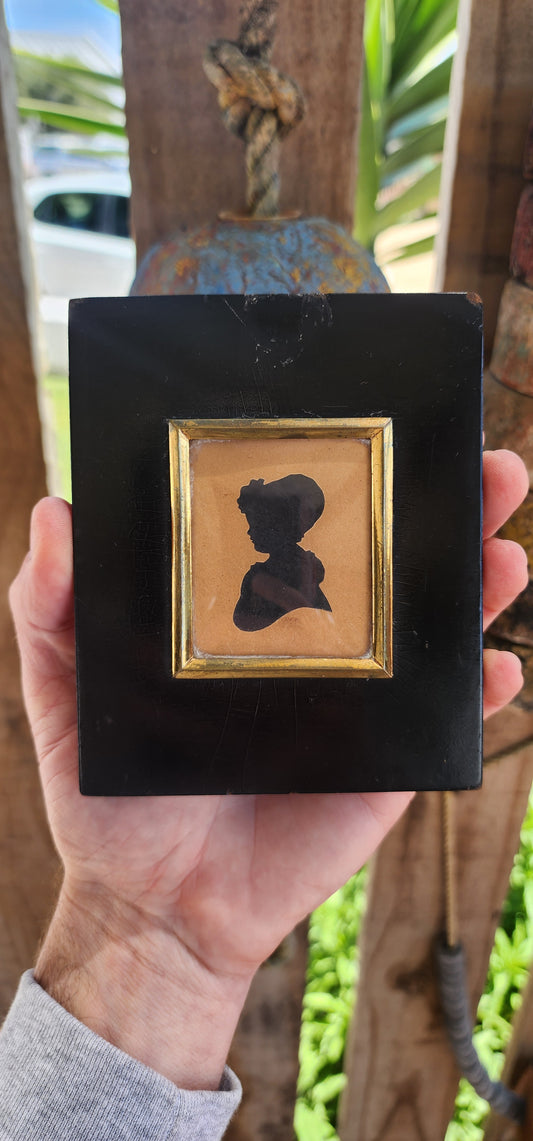 This is a beautifully preserved antique late Georgian-era framed silhouette dating to circa 1830.(Almost 200 years old)