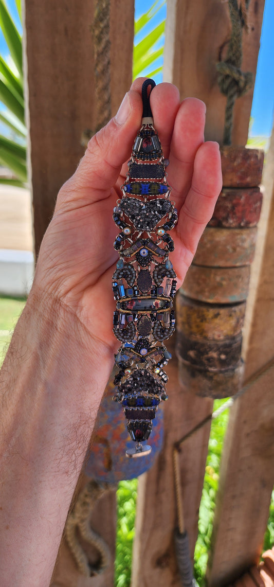 This Ayala Bar statement bracelet is an extraordinary work of wearable art, showcasing the designer’s signature bohemian flair and meticulous craftsmanship.