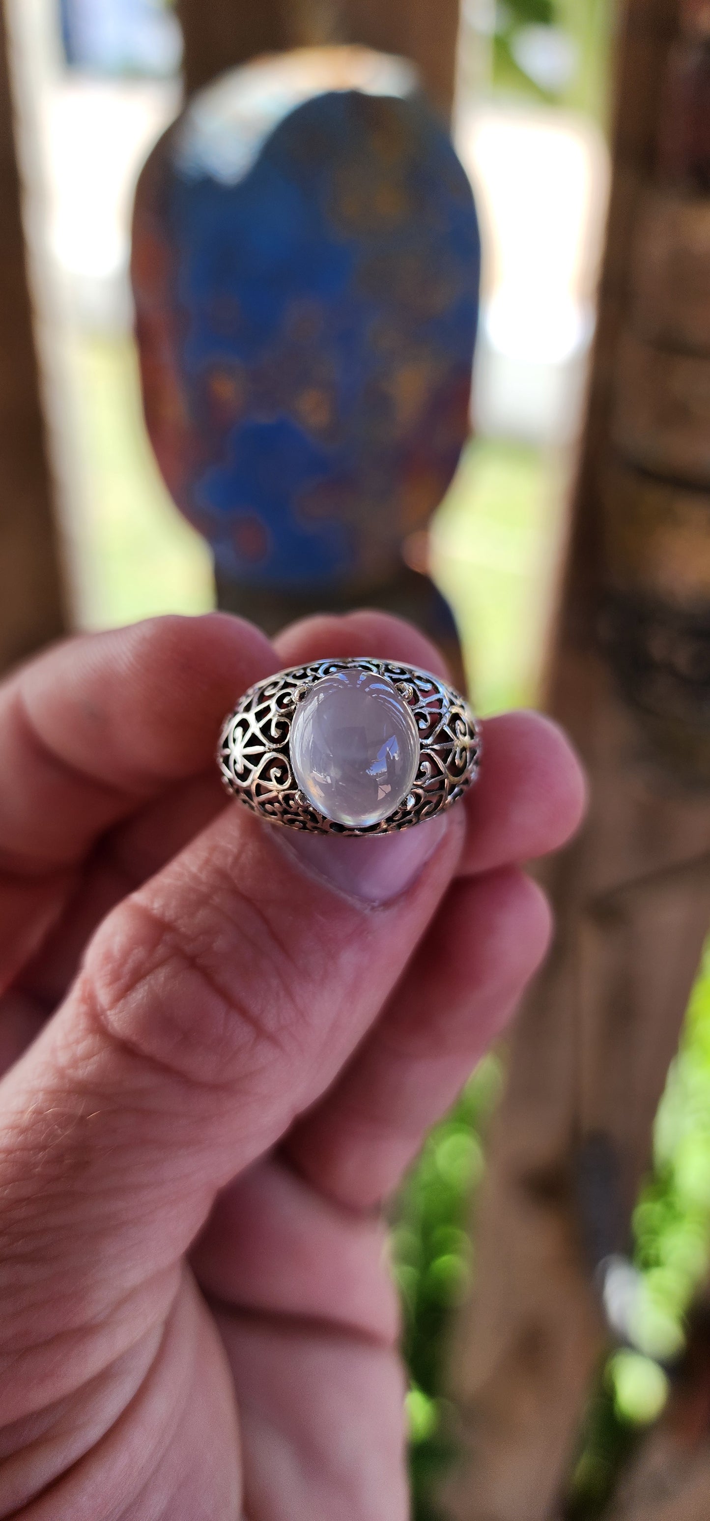 This breathtaking creation, Lunar Veil of Eternity, is a ring of celestial grace and ancient mysticism, seemingly plucked from the dreams of a moonlit goddess.