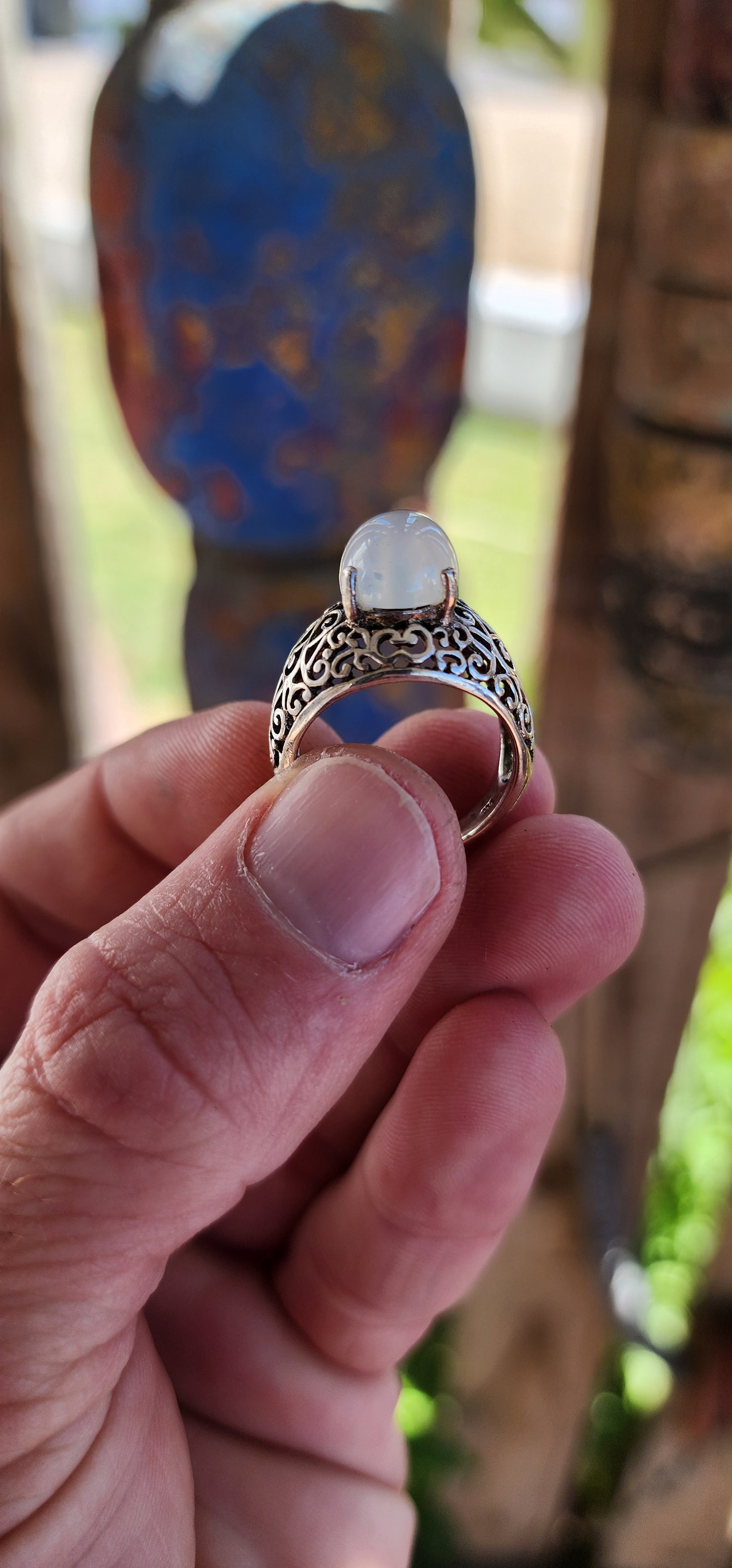 This breathtaking creation, Lunar Veil of Eternity, is a ring of celestial grace and ancient mysticism, seemingly plucked from the dreams of a moonlit goddess.