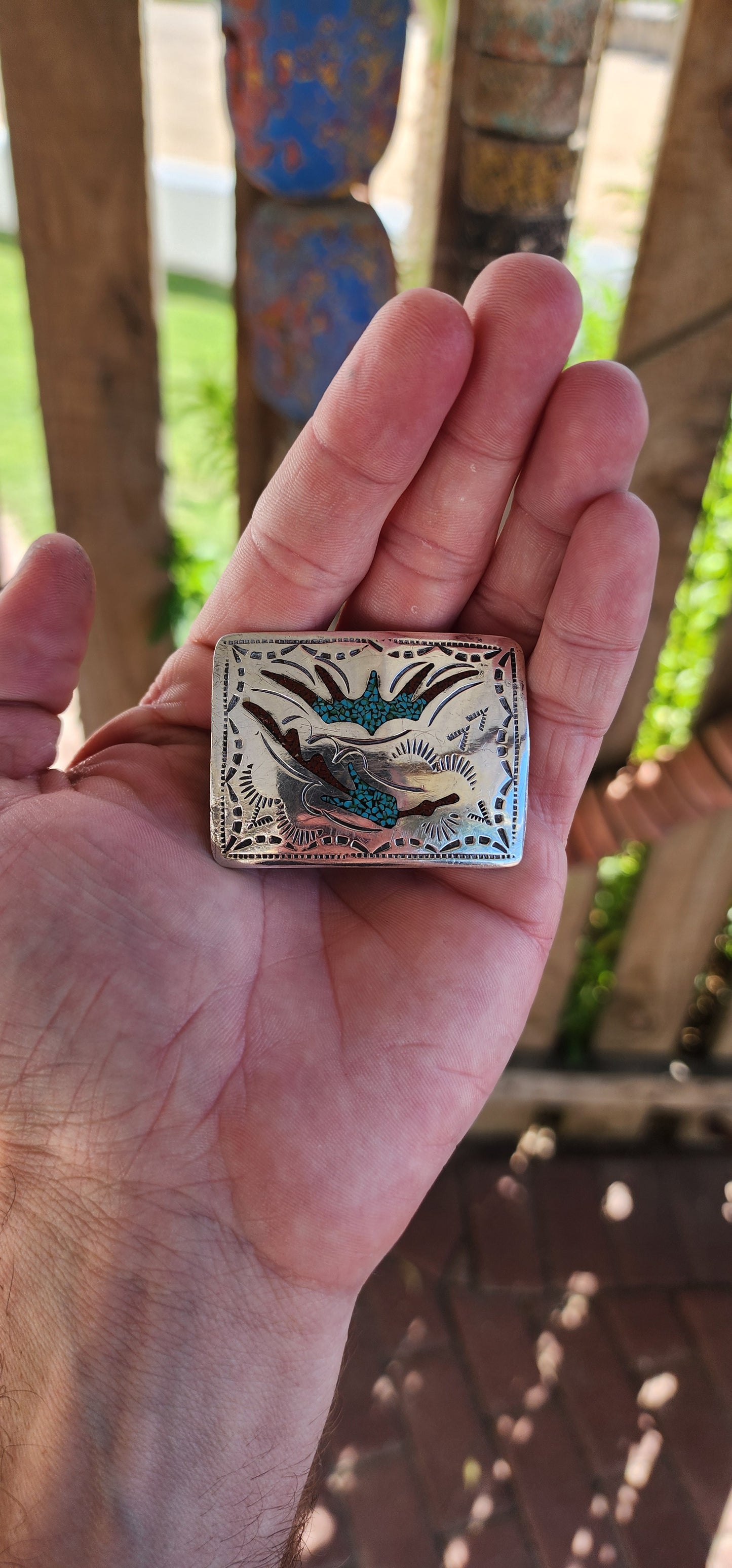 This vintage Zuni Old Pawn sterling silver belt buckle is a small but mighty treasure of Native/Southwestern artistry, carrying with it the spirit of the desert, the wisdom of the Zuni Pueblo, and the hands of a master craftsman—Bennie Bowekaty.