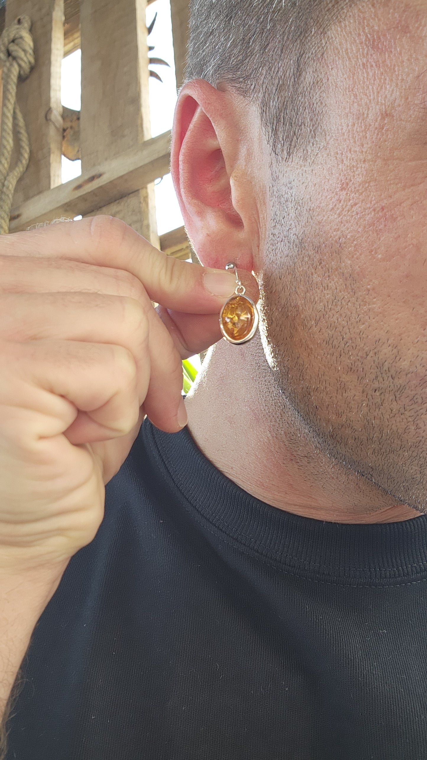 These beautiful earrings are bringing prehistoric glam to the party! Each drop features a glowing oval cabochon of genuine Baltic amber, bezel-set in polished sterling silver.
