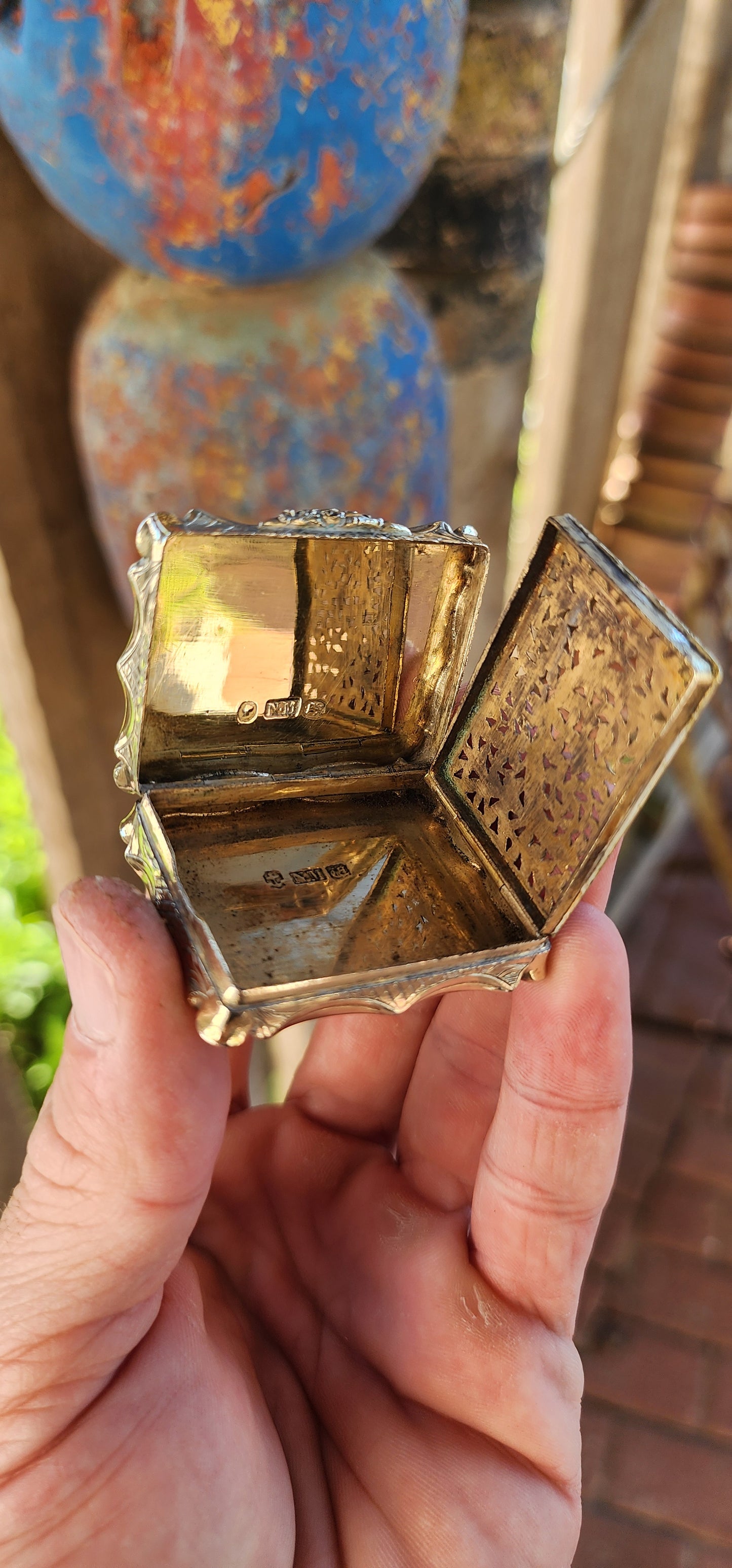 This exquisite silver-gilt vinaigrette box is a hallmark example of the craftsmanship of Nathaniel Mills, one of the most celebrated English silversmiths of the 19th century. Created around 1843 during the early Victorian era.