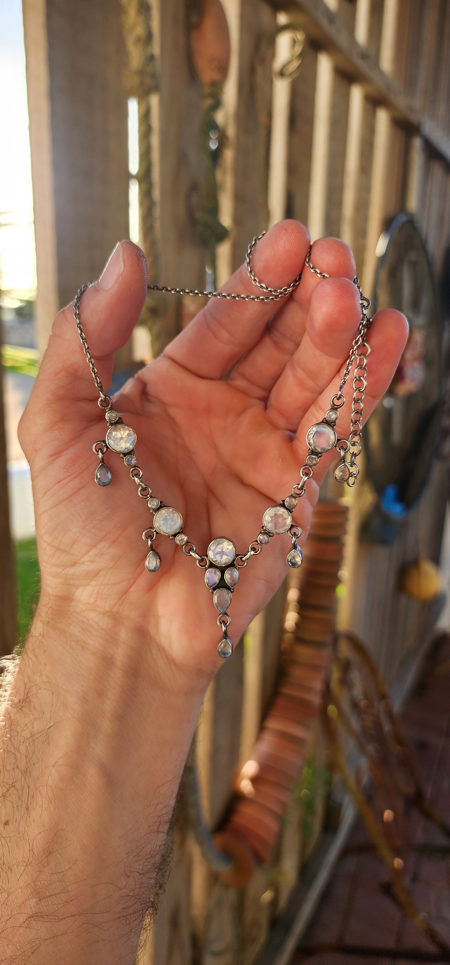 Evoke the mystical beauty of twilight with this utterly captivating vintage bohemian necklace — a sterling silver treasure that seems as though it were plucked straight from the jewelry box of a moon priestess.