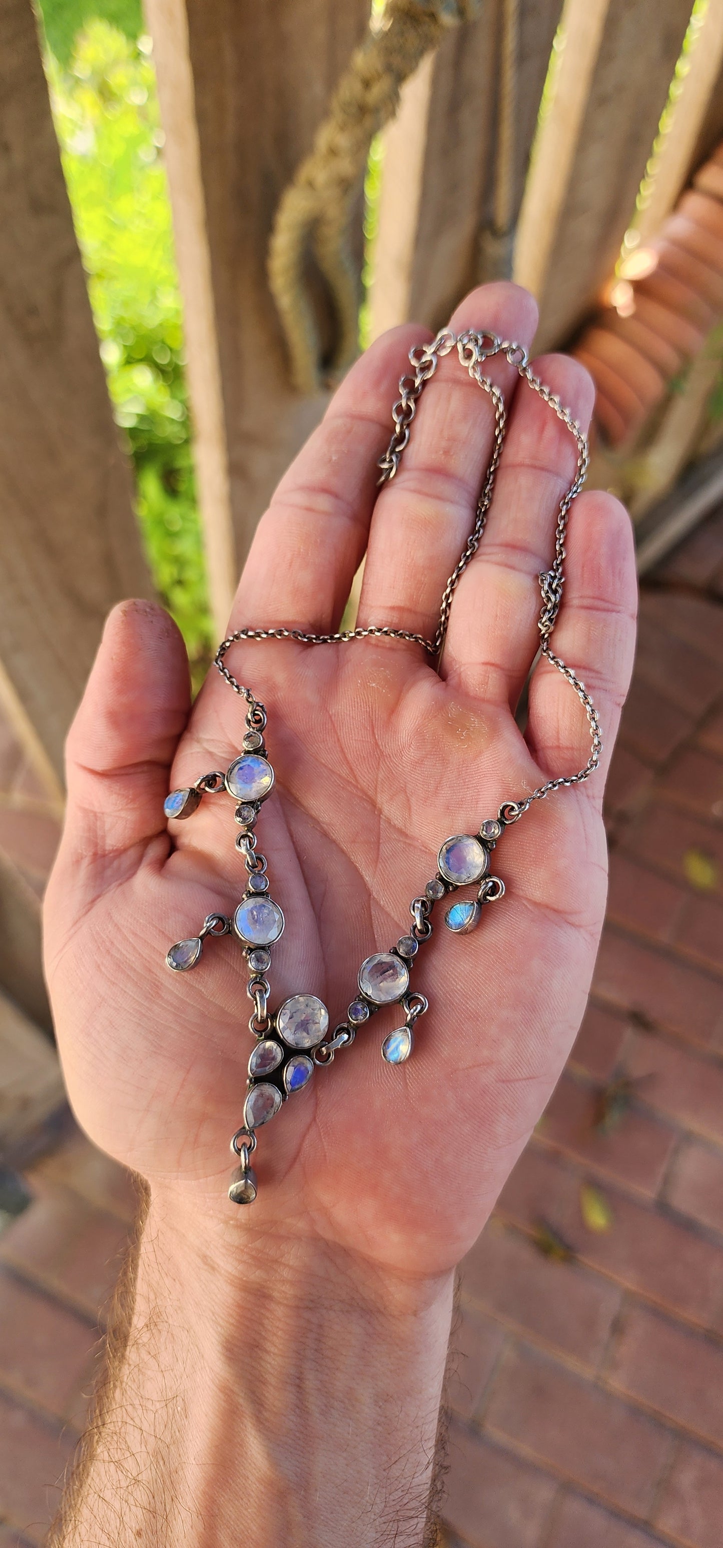 Evoke the mystical beauty of twilight with this utterly captivating vintage bohemian necklace — a sterling silver treasure that seems as though it were plucked straight from the jewelry box of a moon priestess.