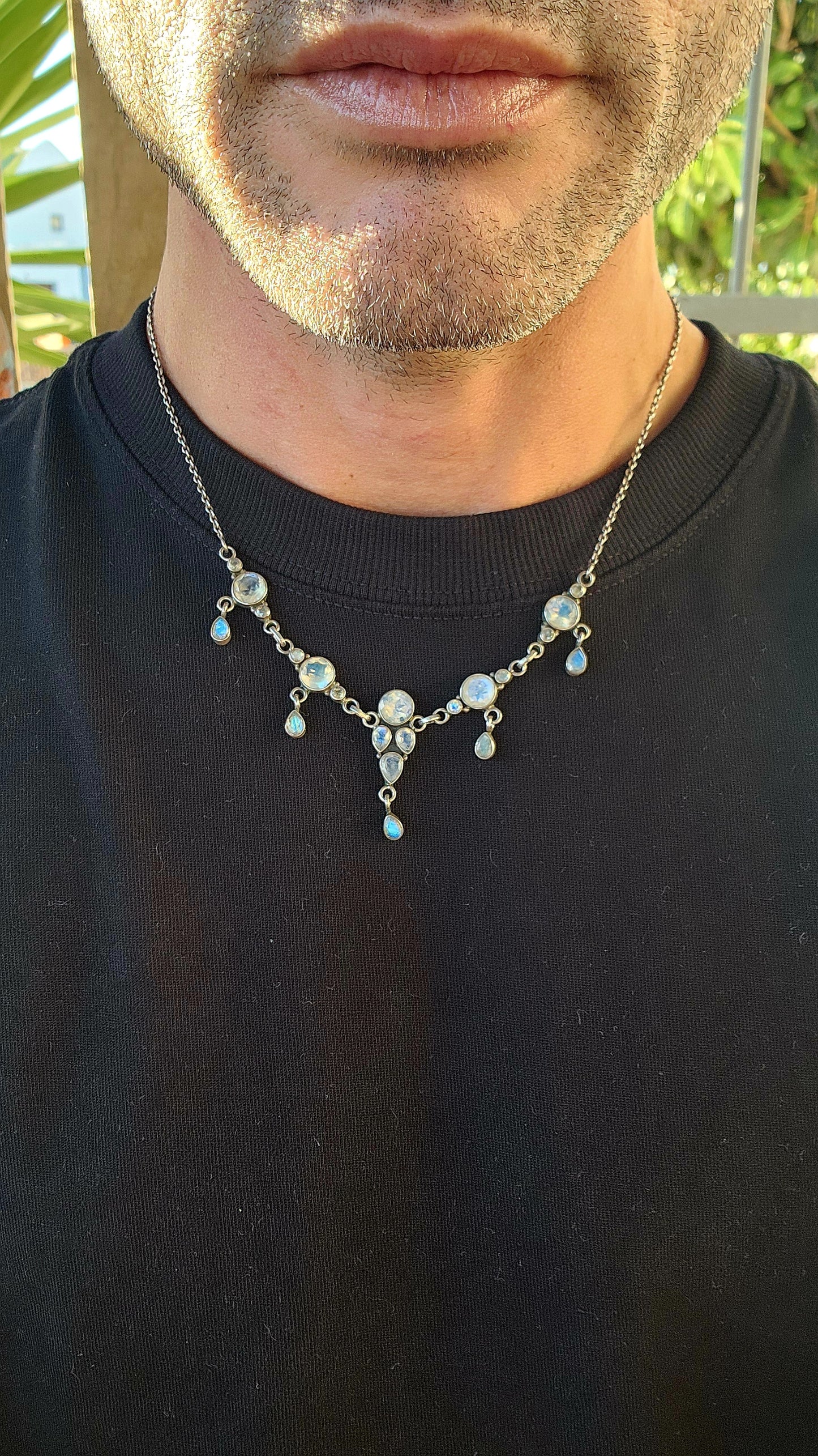 Evoke the mystical beauty of twilight with this utterly captivating vintage bohemian necklace — a sterling silver treasure that seems as though it were plucked straight from the jewelry box of a moon priestess.