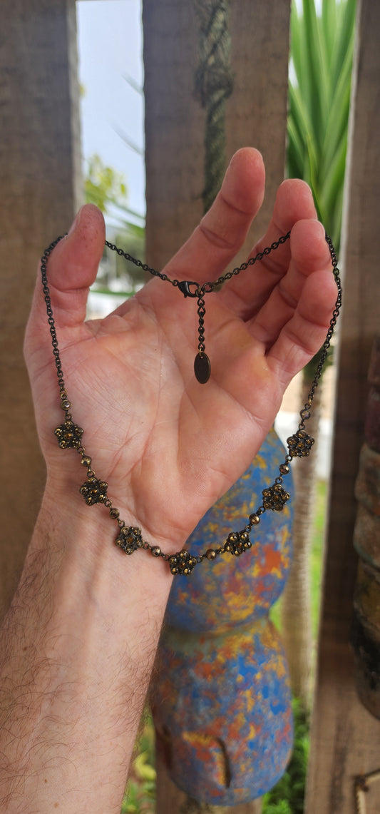 Whimsical designer costume necklace by Vania & Zia.