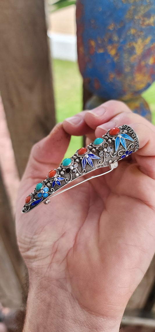Antique 19th-century Qing Dynasty fingernail guard/brooch.