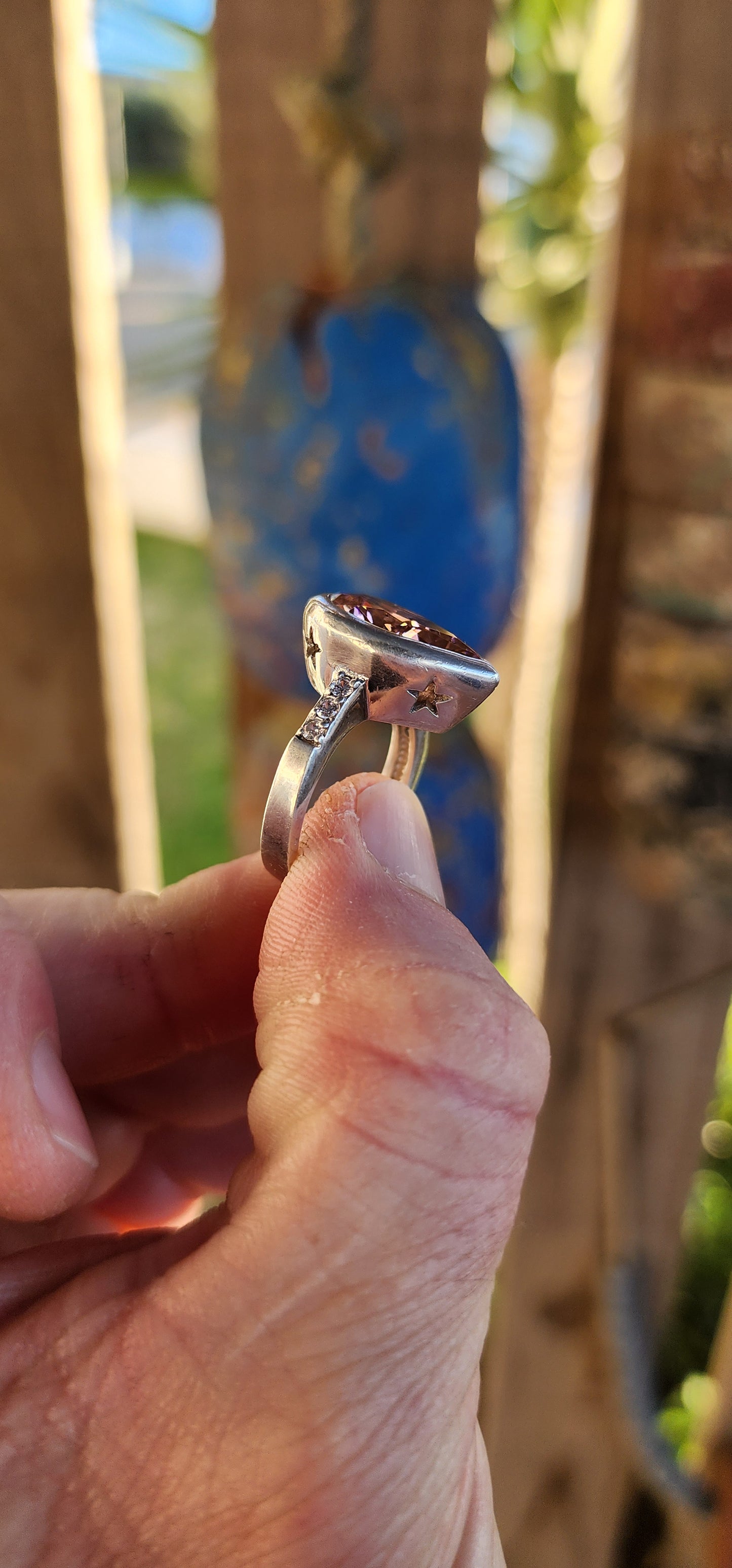 Blast off in style with this chunky sterling silver statement ring! Crafted from solid sterling silver, this bold beauty shows off a mouthwatering and large sized, pear-shaped pink CZ.