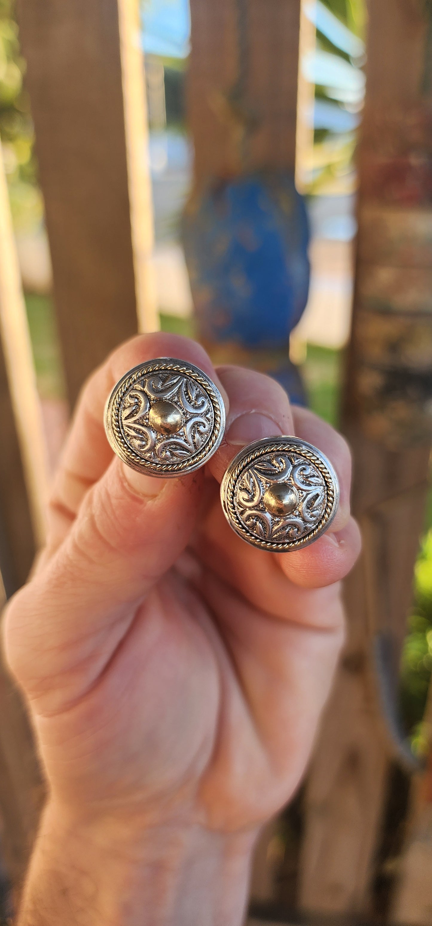 This impressive yet slightly more compact pair of early Susan Roos designer earrings perfectly embodies her bold yet refined style. Crafted in solid sterling silver, these push-in earrings present a commanding shield-like profile.