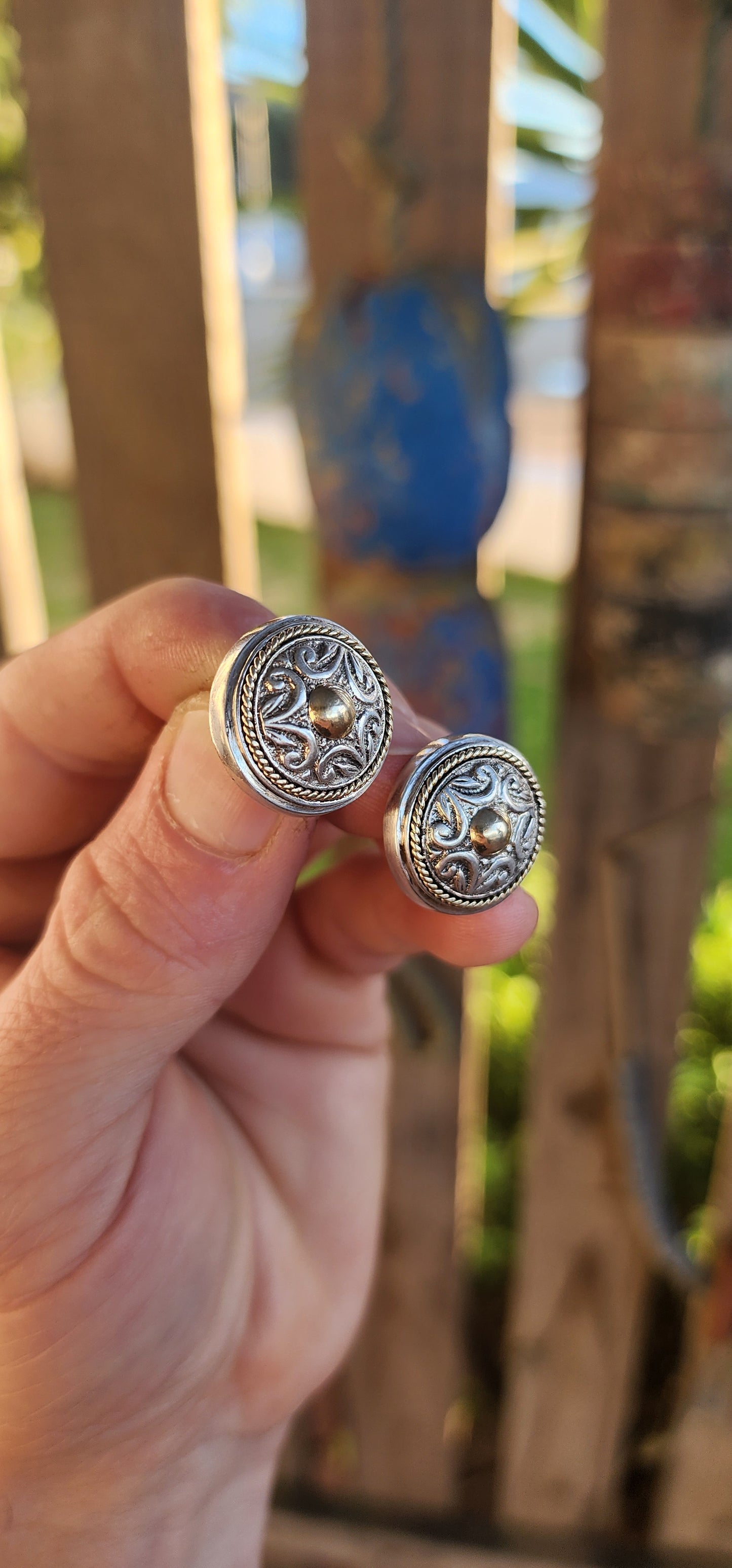 This impressive yet slightly more compact pair of early Susan Roos designer earrings perfectly embodies her bold yet refined style. Crafted in solid sterling silver, these push-in earrings present a commanding shield-like profile.