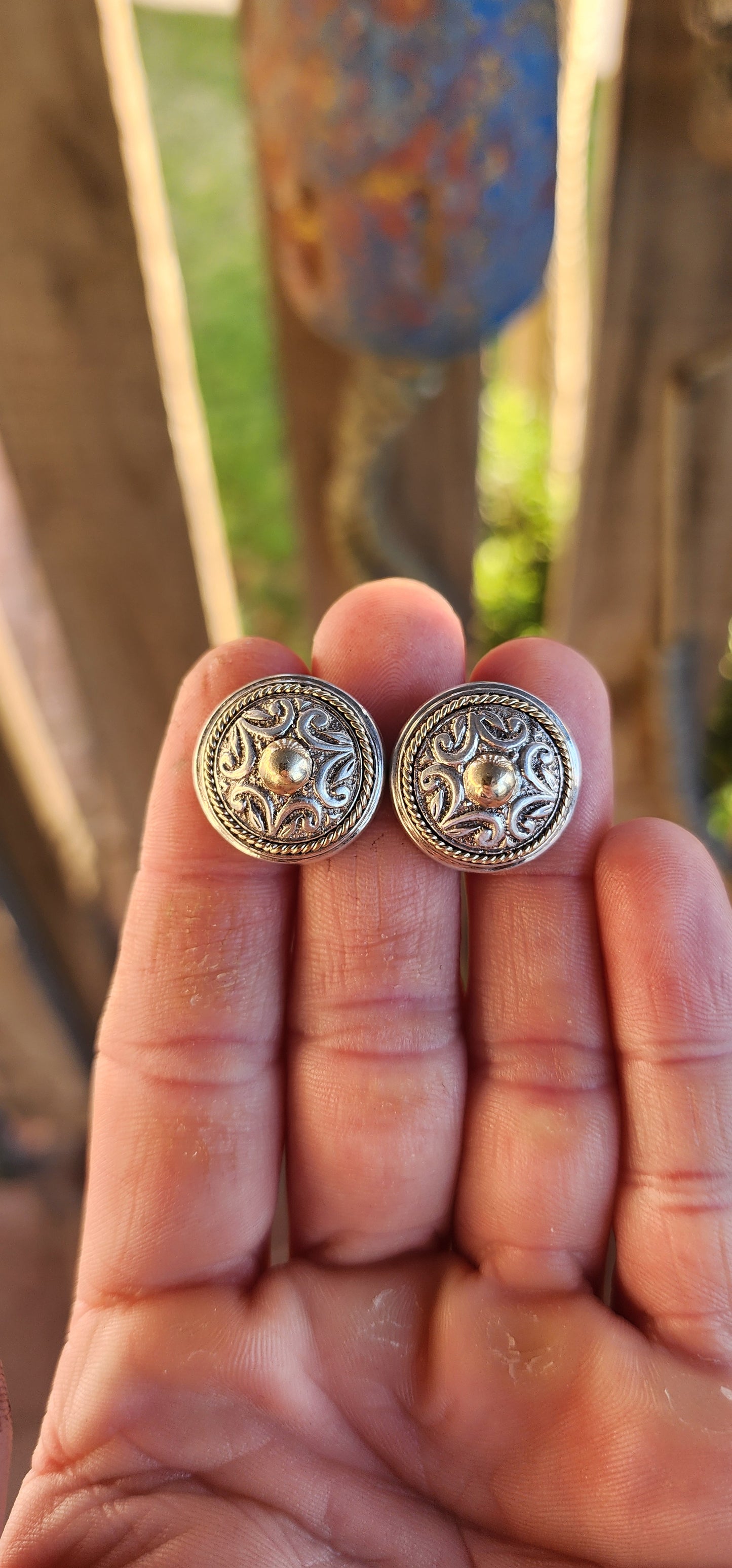 This impressive yet slightly more compact pair of early Susan Roos designer earrings perfectly embodies her bold yet refined style. Crafted in solid sterling silver, these push-in earrings present a commanding shield-like profile.